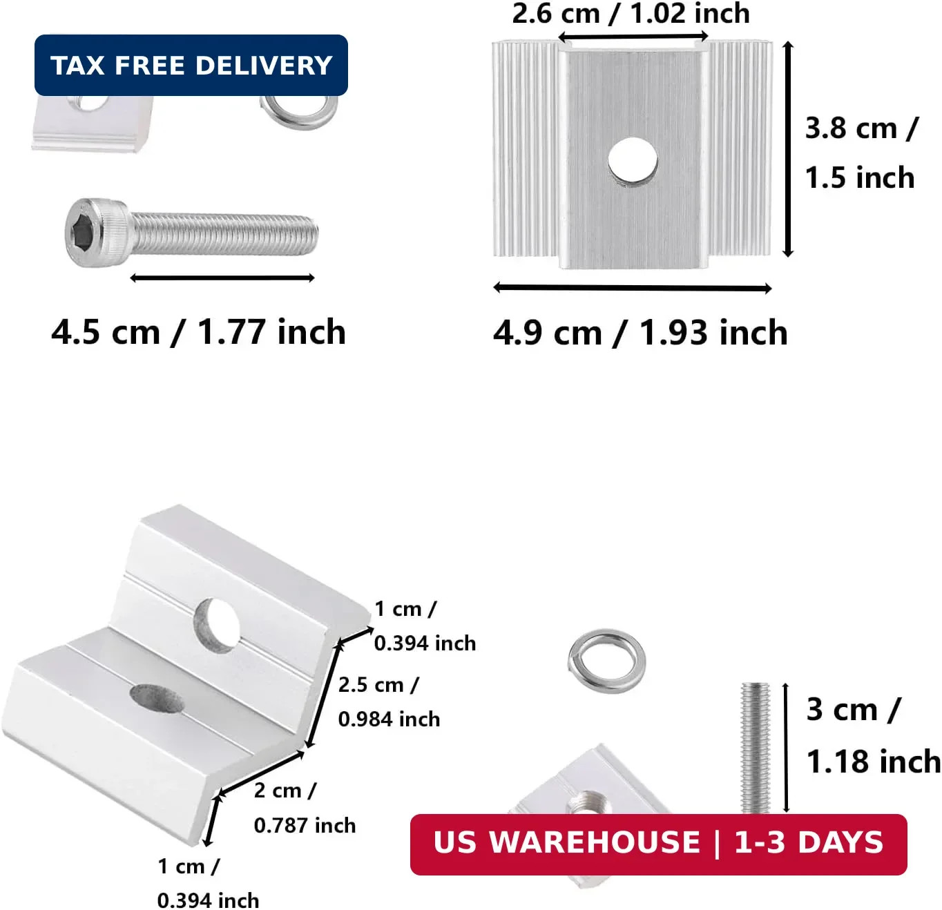 Solar Panel Mounting Brackets in A Row Assembly | for Panel Thickness 1.18"-1.38