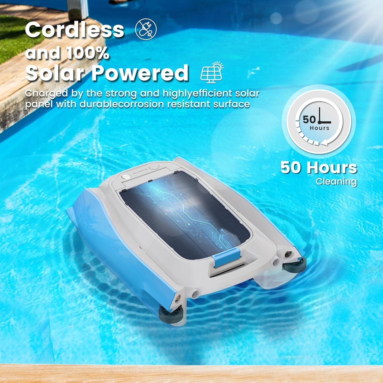 Solar Powered Robotic 24/7 Continuous Pool Surface Skimmer Cleaner