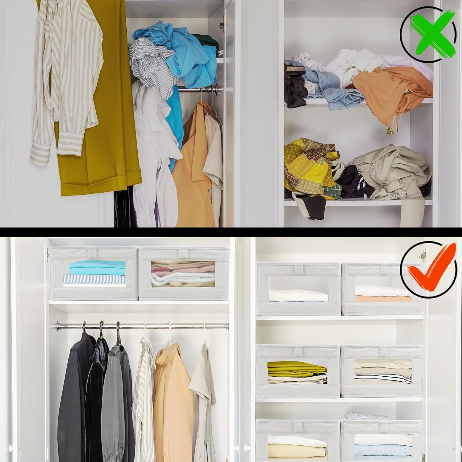 4 Pack Linen Storage Bins, Storage Containers for Organizing Clothing, Jeans, To
