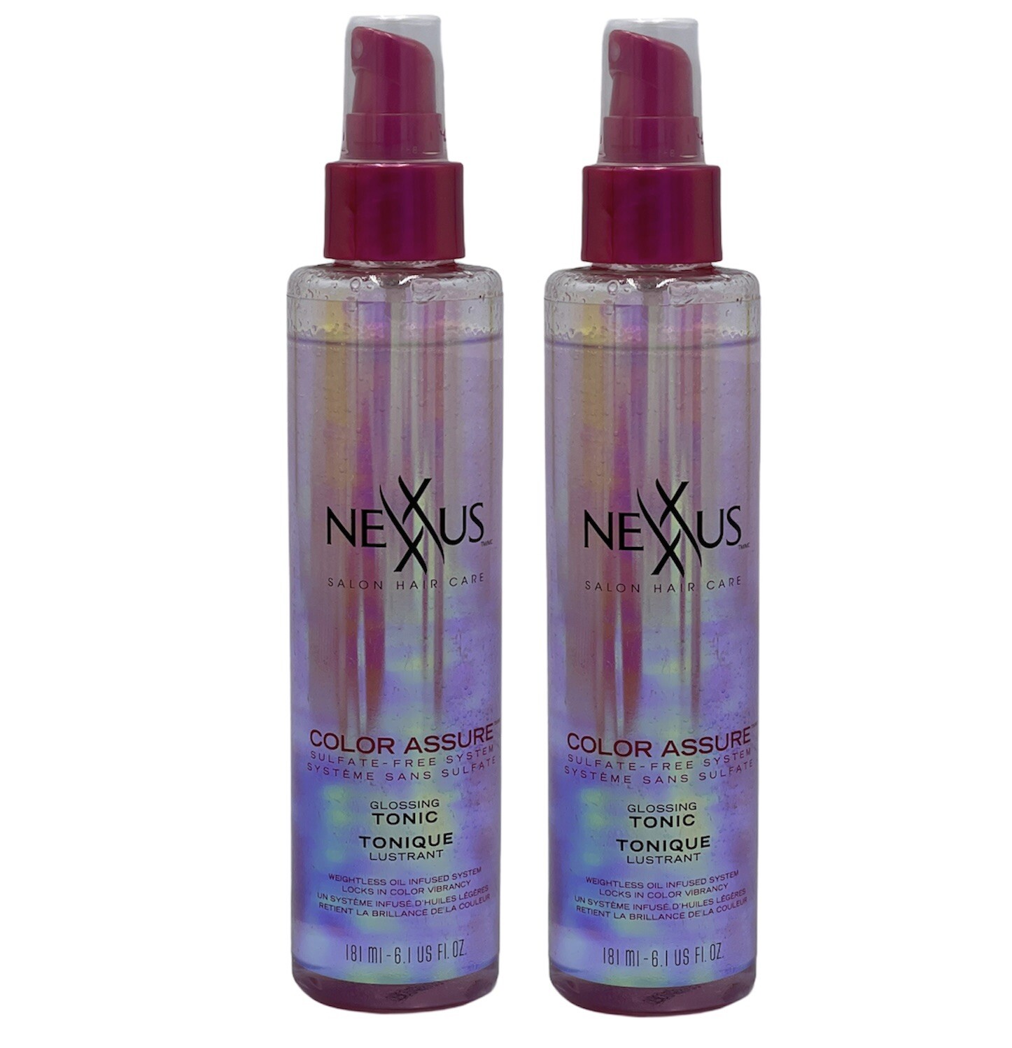 2 Pack Nexxus Color Assure Shine Enhance Glossing Tonic Color Treated 6.1 oz HTF