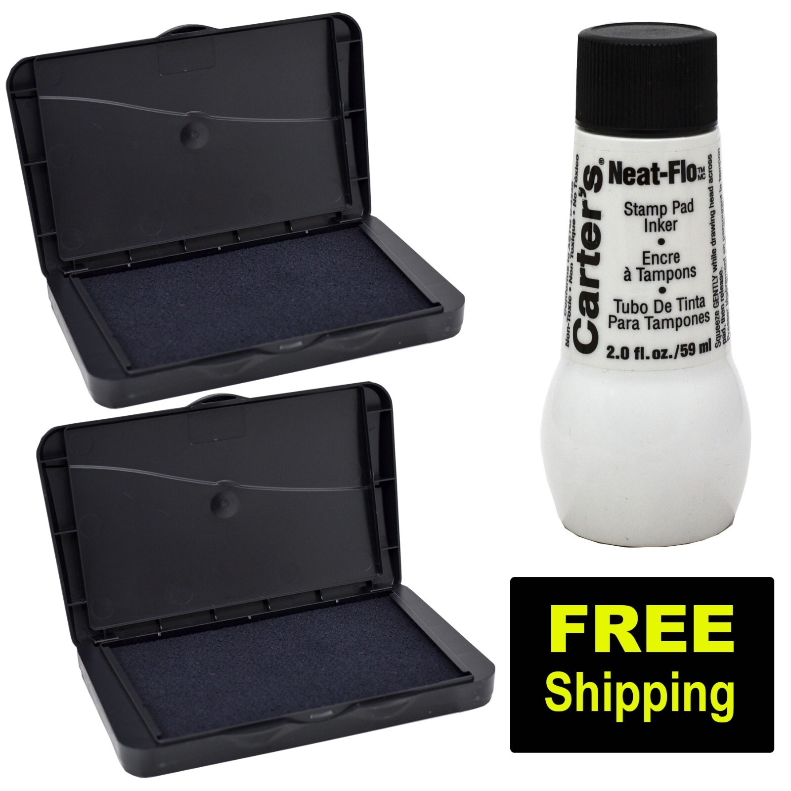 2 Ea Carters 21381 Black Foam Stamp Pads Plus 1 Ea Carters 21448 Black Inker