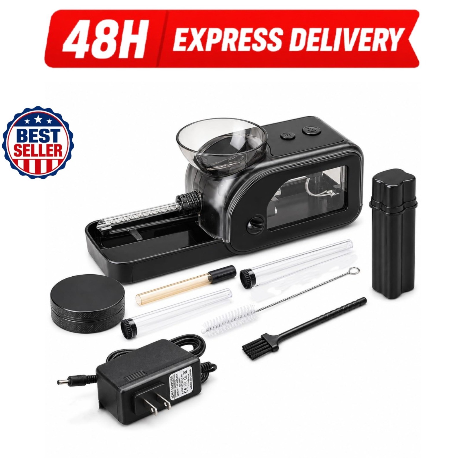 Cutcotfire Electric Cigarette Rolling Machine with Grinder & LED Light