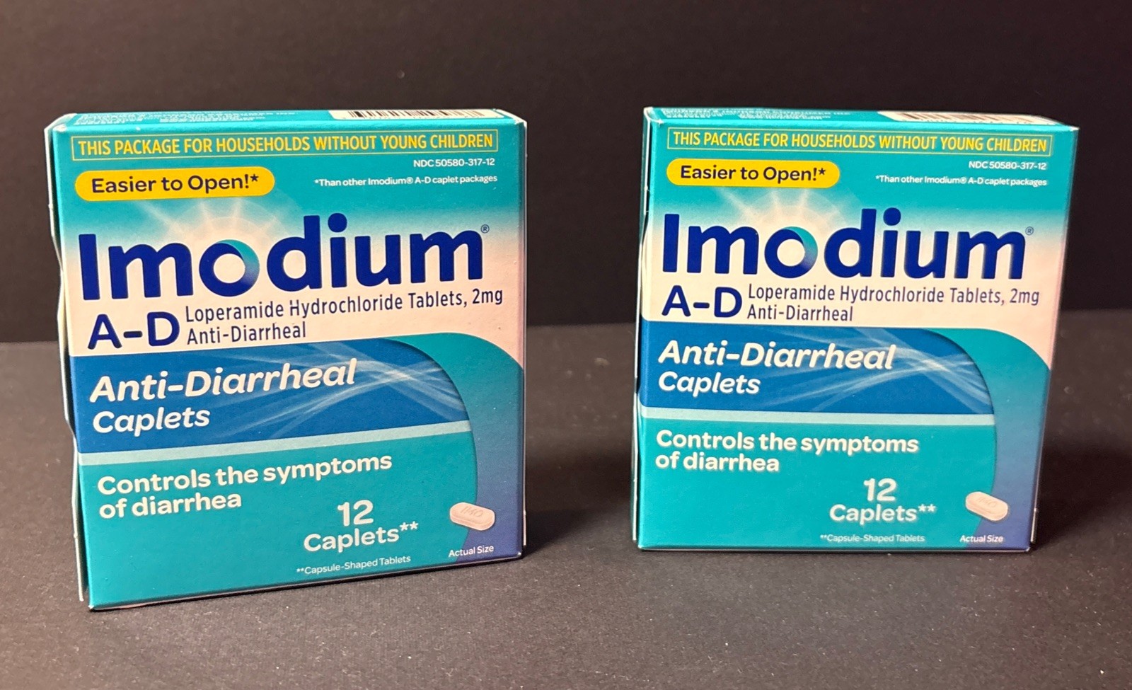 2x Imodium A-D Diarrhea Relief. 12 Caplets Each, Exp. 2028/Jan