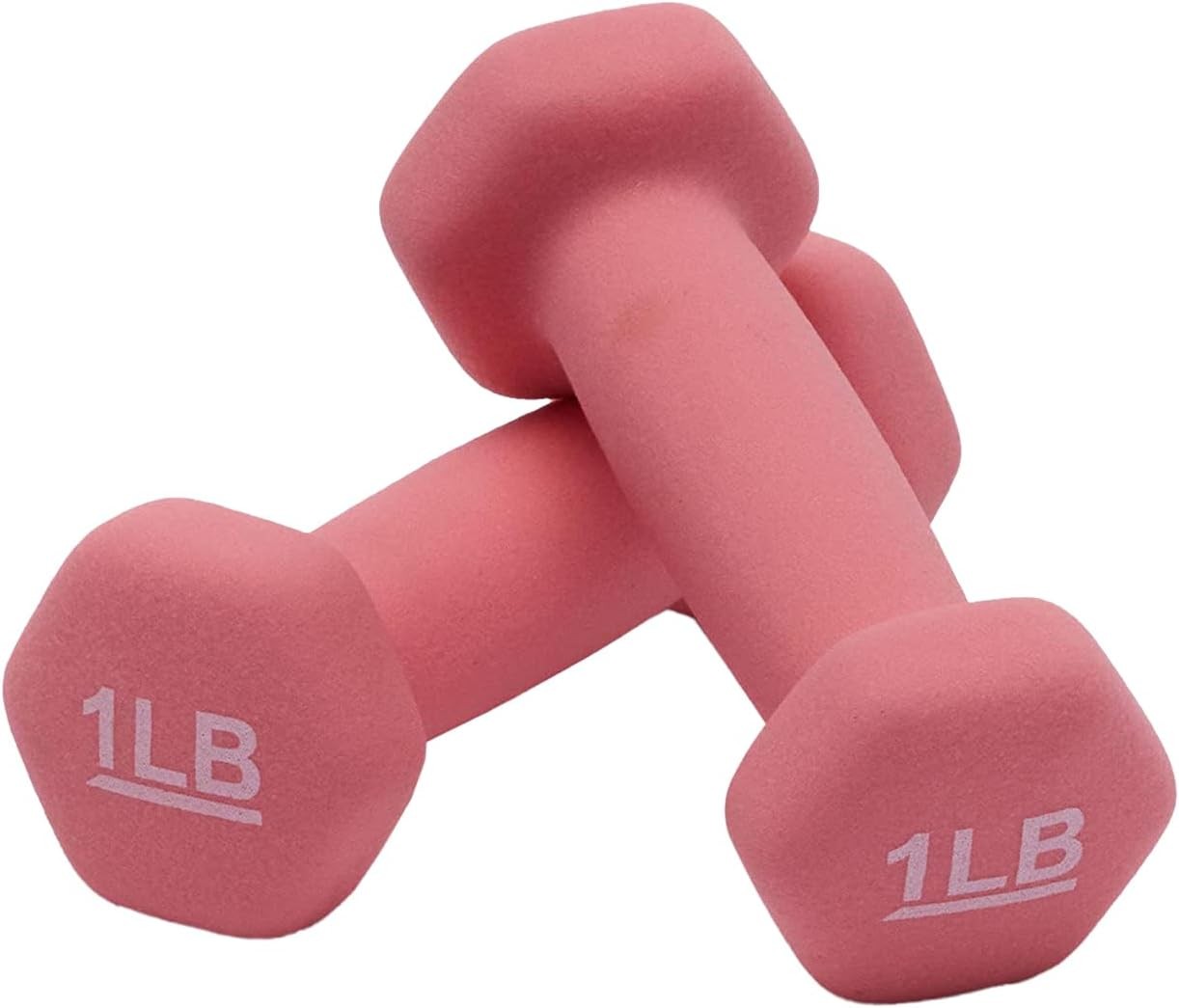 Neoprene Dumbbell Hand Weights for Exercise -  Pink  - 1 Pound