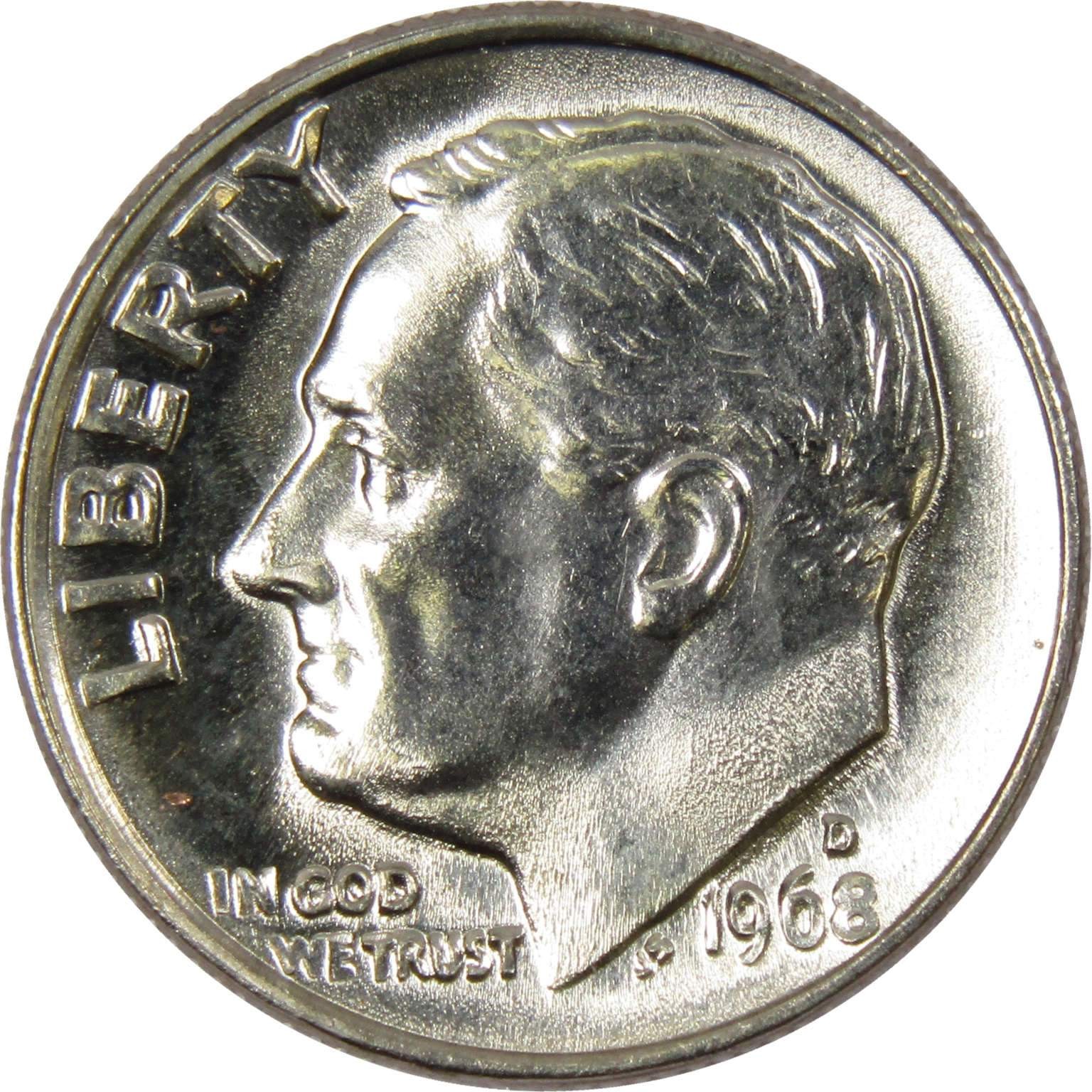 1968 D Roosevelt Dime Clad Uncirculated Mint State 10c Coin