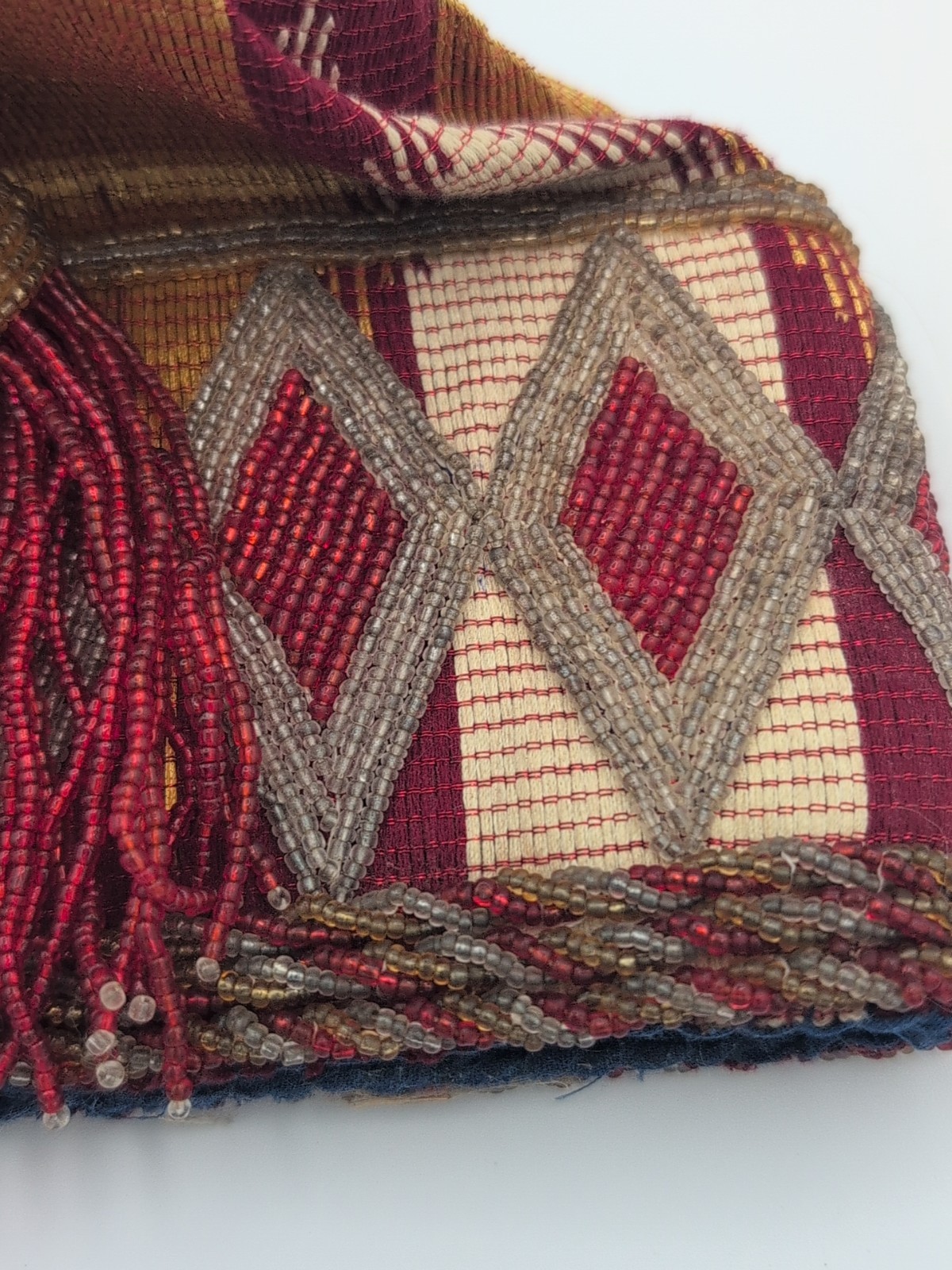 Vintage Authentic African Handwoven Nigerian Hat Kufi Cap Gold Beaded Estate See