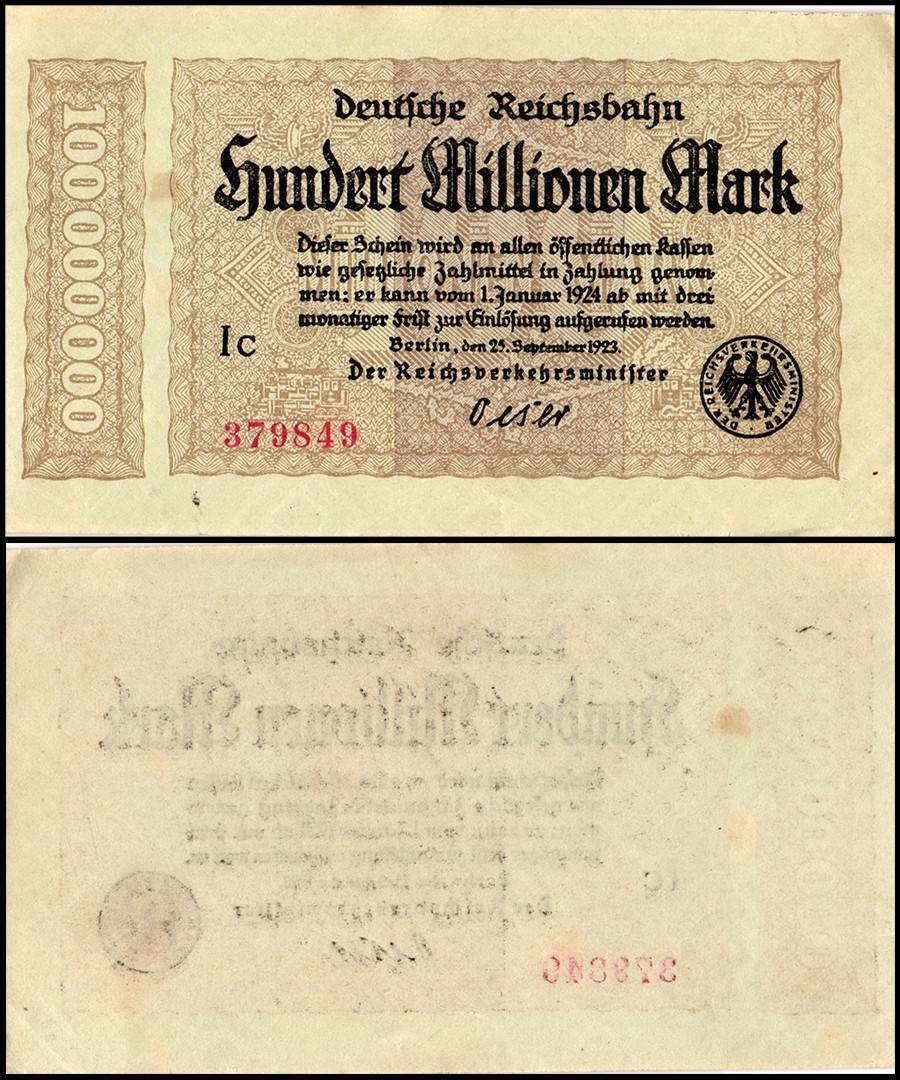 Germany 100 Millionen - Million Mark, 1923, P-S1017, Used