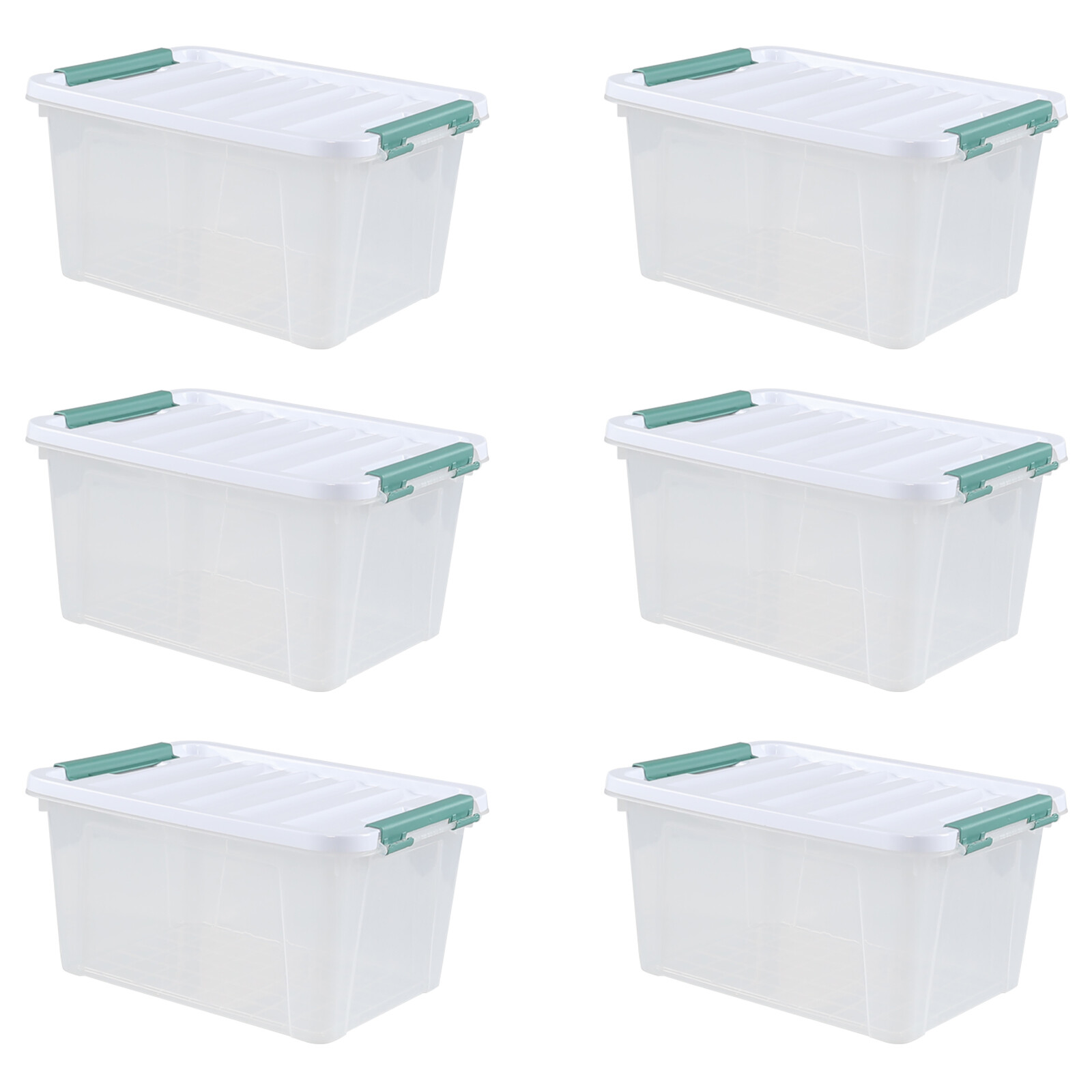Idotry 4/6Pcaks Stackable Latching Box Plastic Storage Containers Tote, 20 Quart