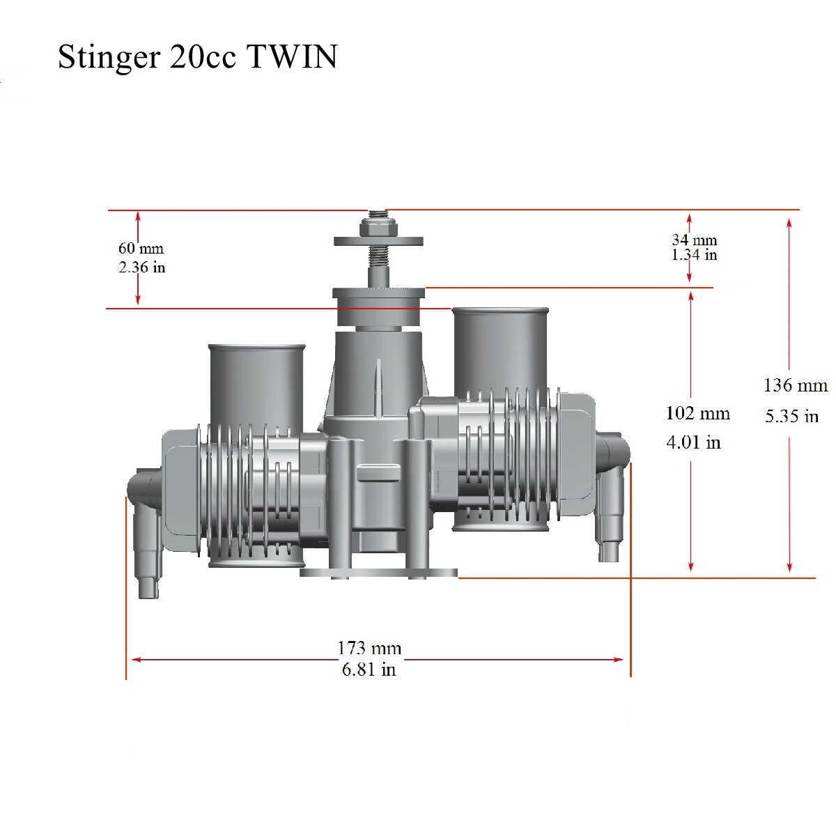 RCGF STINGER 20cc Twin Gas Two Stroke RC Remote Control Airplane Engine