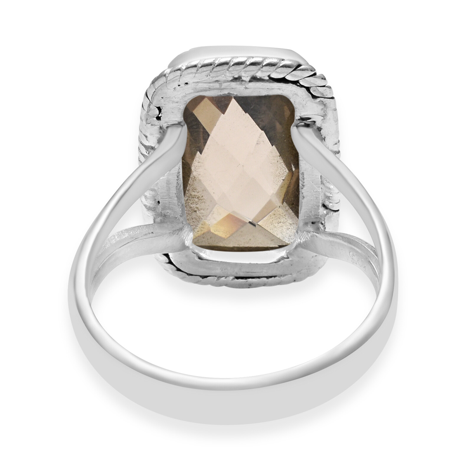 Natural Smoky Quartz Solid 925 Sterling Silver Split Shank Ring For Women SC-86