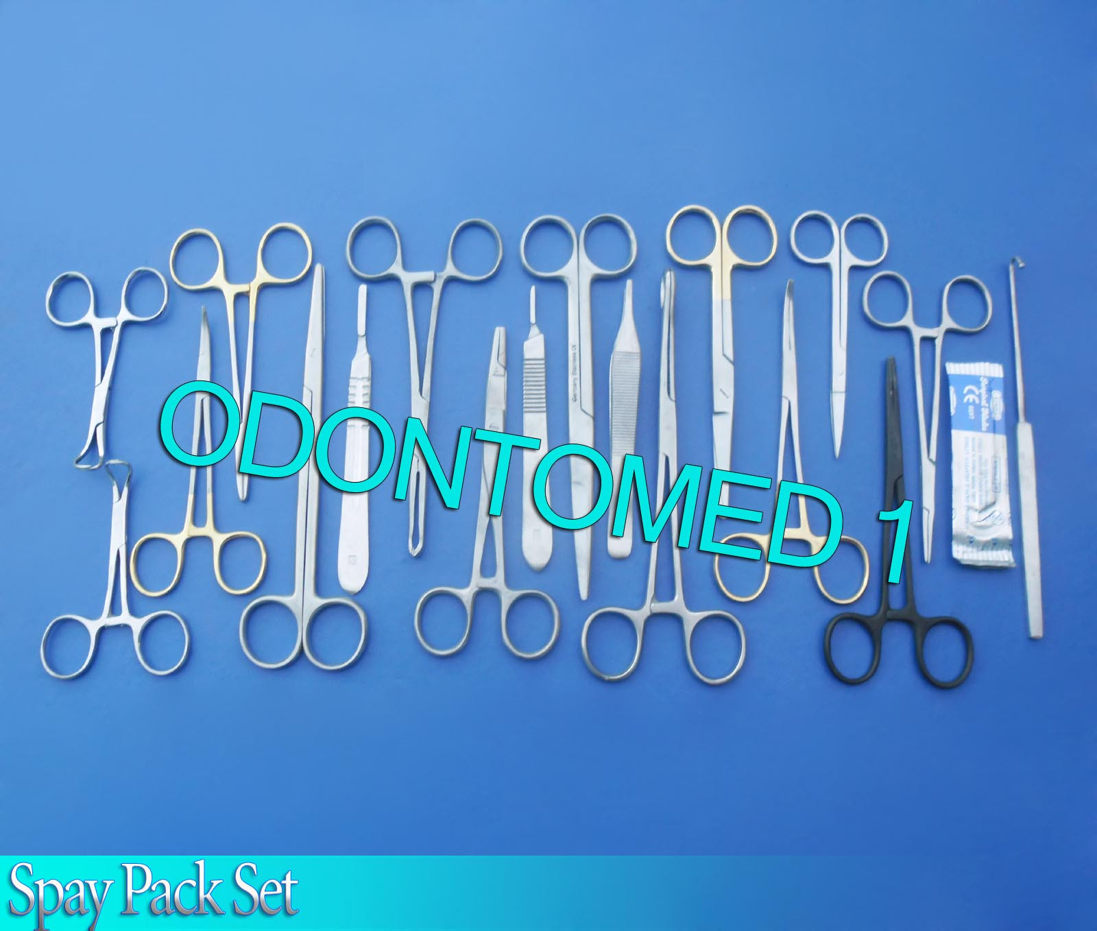 50 PCS NEUTER SPAY PACK VETERINARY SURGICAL INSTRUMENT GOLD HANDLE Black DS-1086