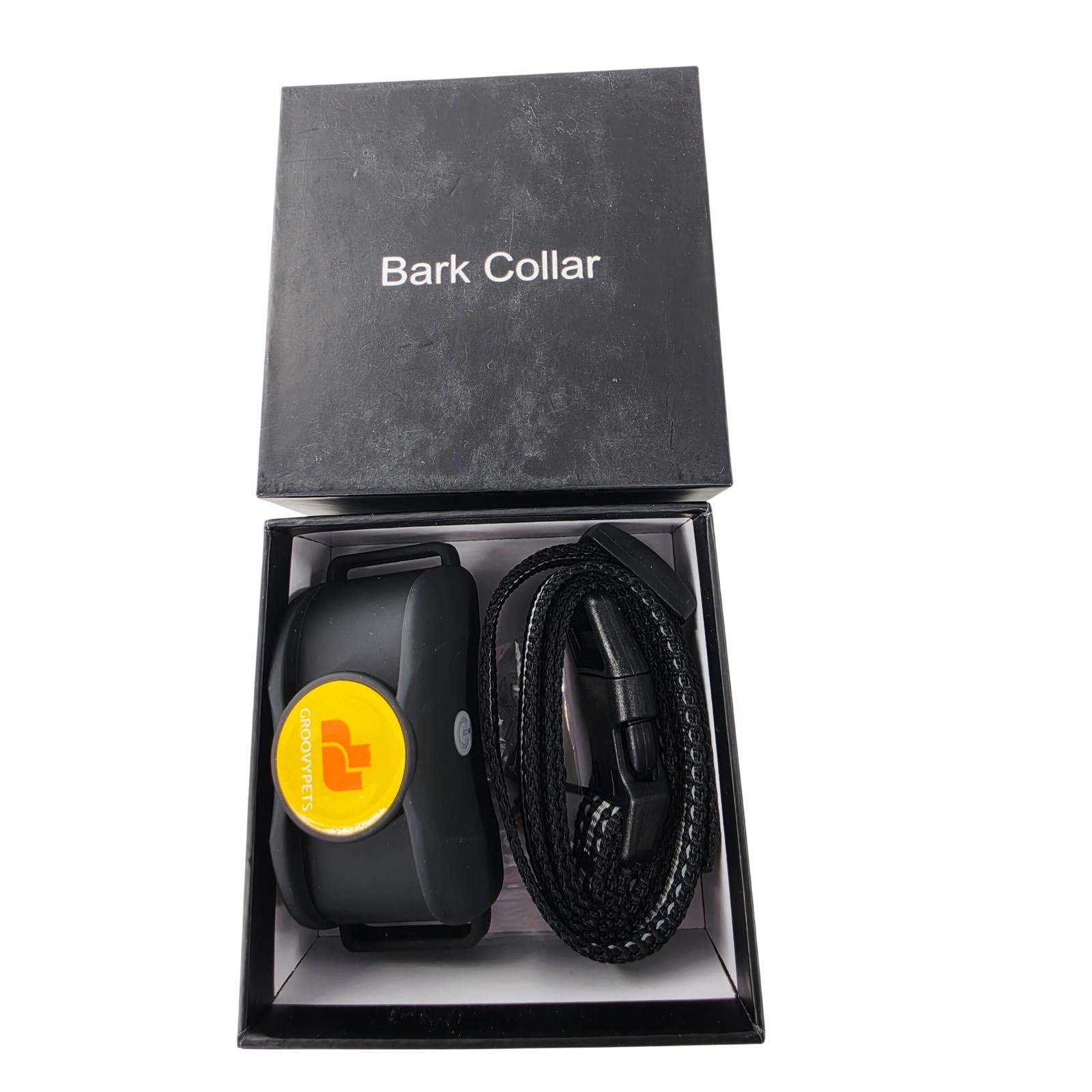 Groovypets Bark Collar Dog Training Device Black Adjustable Strap 646648806576