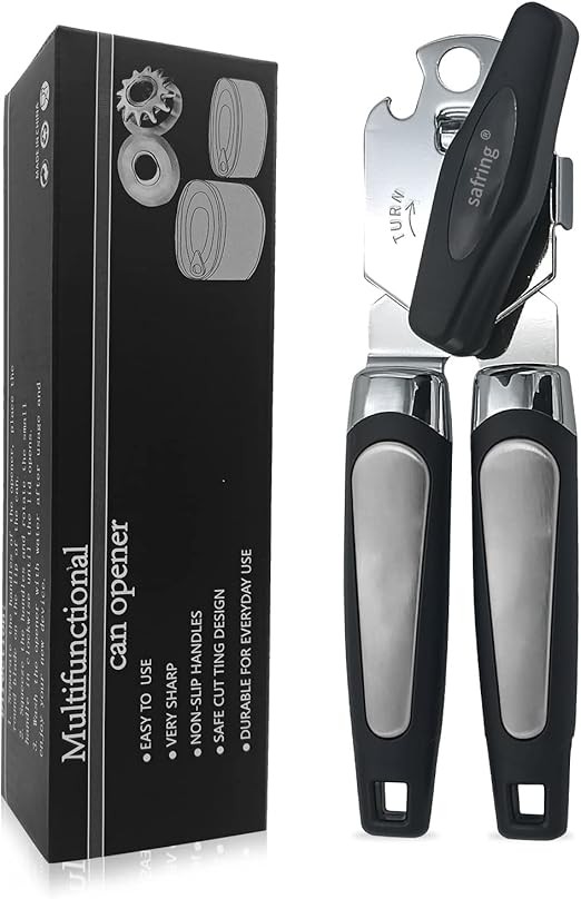 1 Abrelatas abrebotellas Corte robusto con mango ergonómico Acero inoxidable Par
