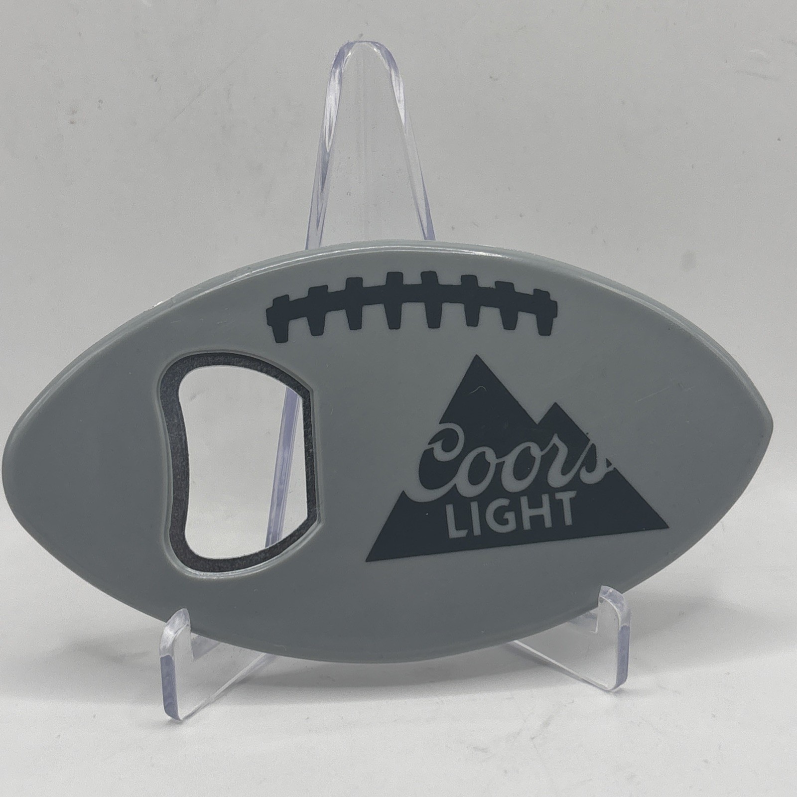 COORS LIGHT FOOTBALL BOTTLE OPENER - UNUSED SILVER