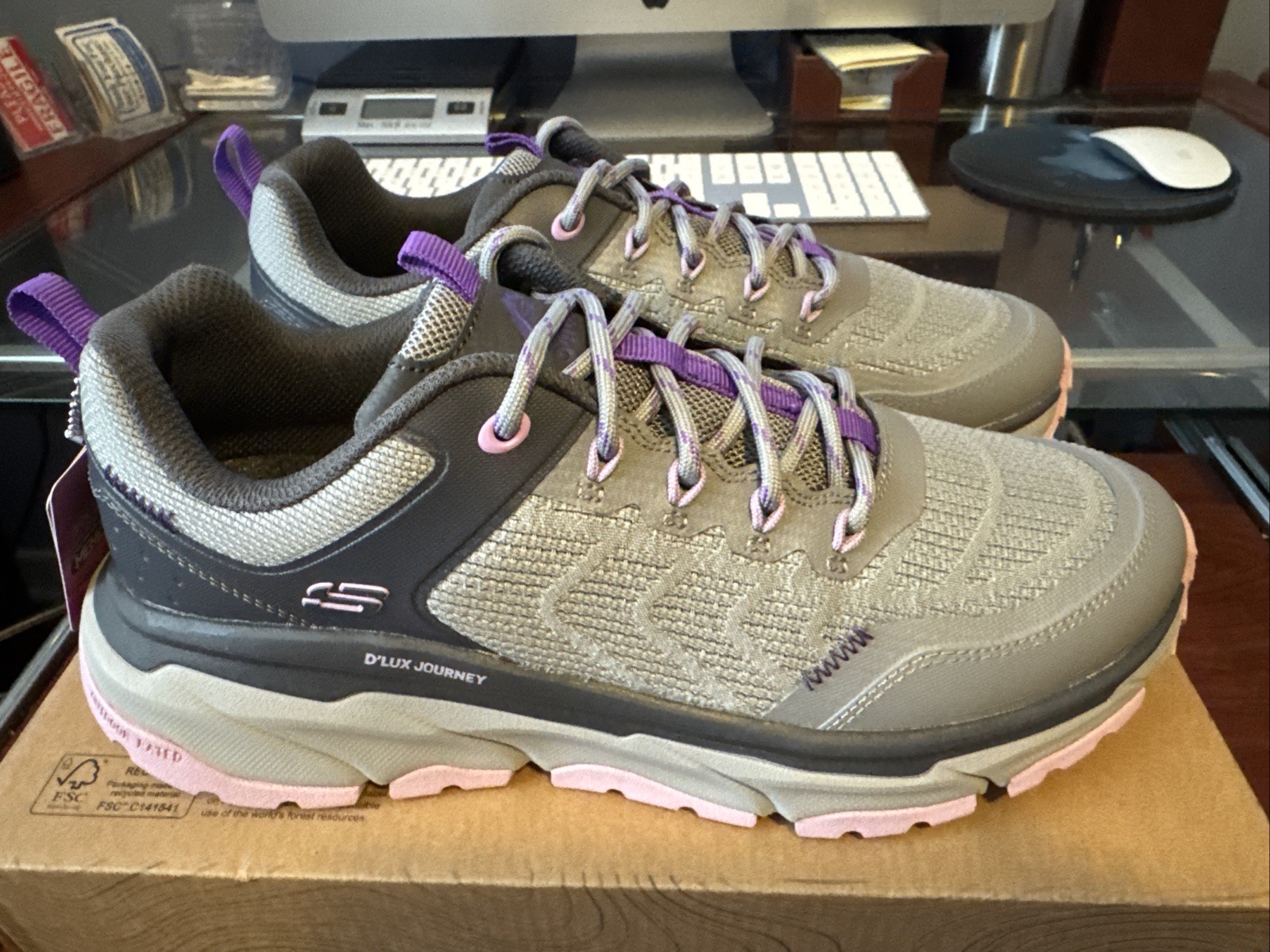 Skechers Women's D'Lux Journey Marigold Charcoal/Purple Shoes (180167/CCPR)