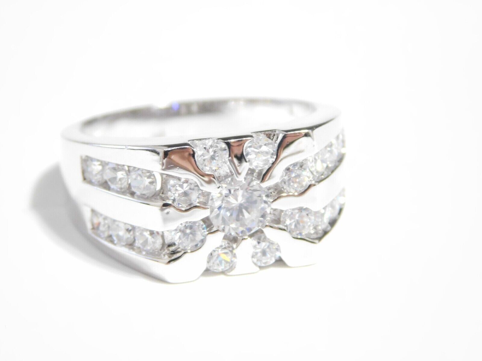 1.40Ct Round Cut Moissanite Men's Anniversary Band Ring 14k White Gold Plated