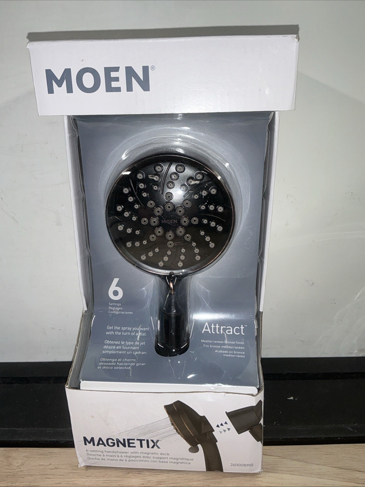 Moen 26000BRB 6-Spray 4" Hand Shower w/Magnetix in Mediterranean Bronze Finish