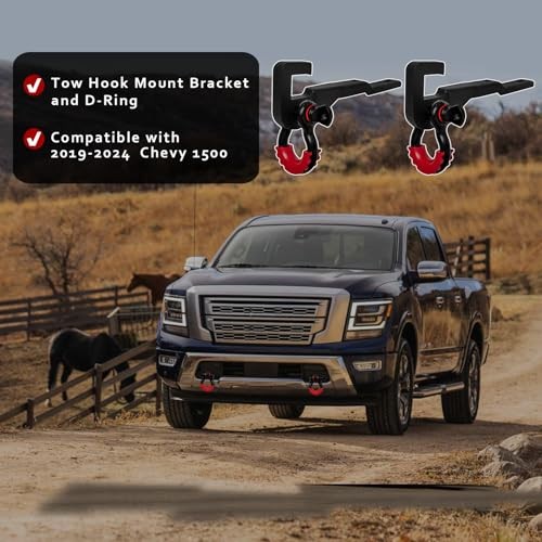 Front Tow Hook Mount Bracket and D-Rings Compatible with 2017-2021 Titan D