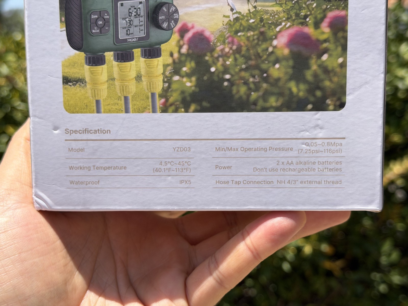 MOES 3 Outlet Sprinkler Timer, Brass Inlet, Programmable Automatic Irrigation Co