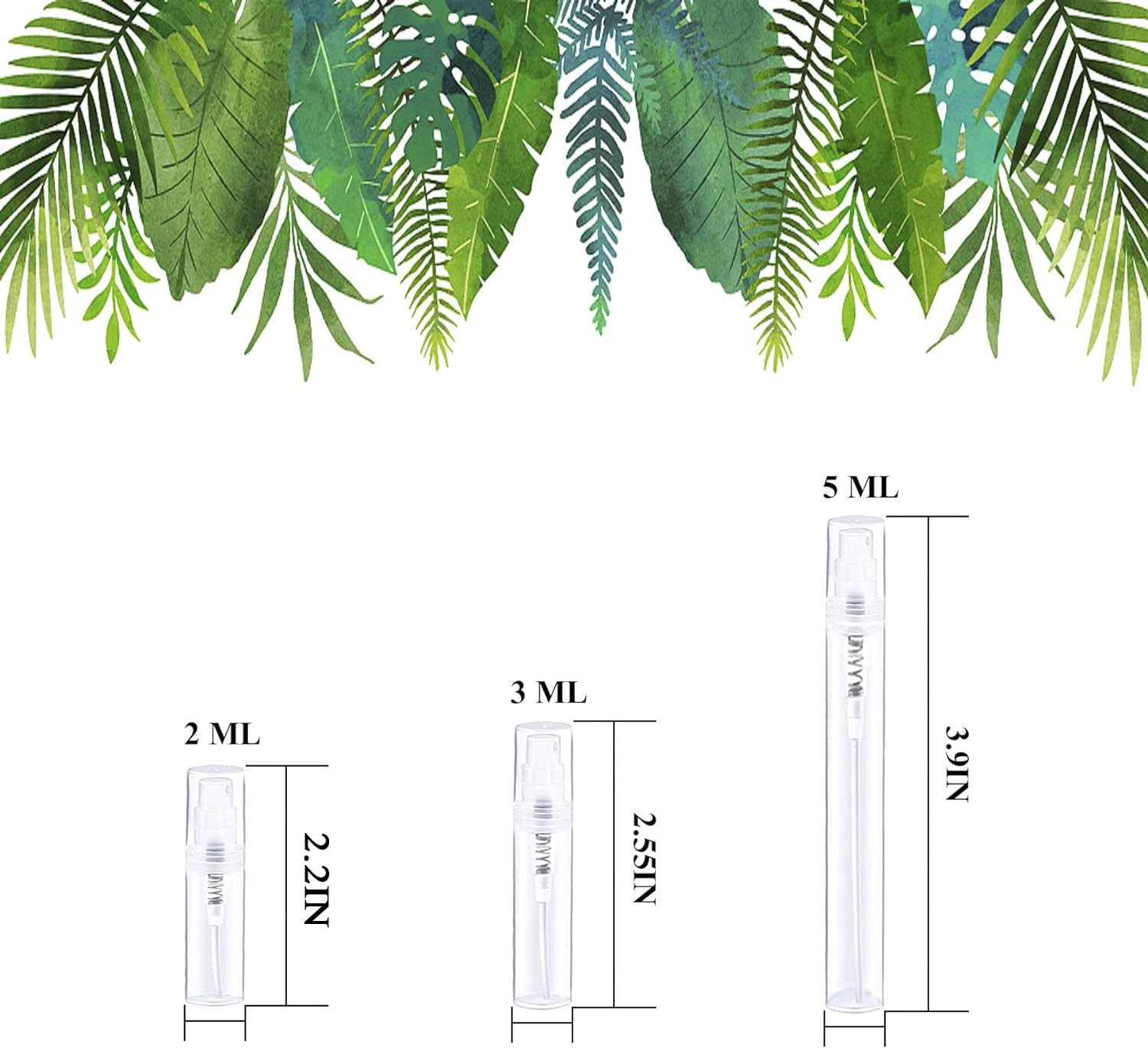 Clear Mini Spray Plastic Empty Sample Bottle Containers Fine Mist 100 Pcs 2ML