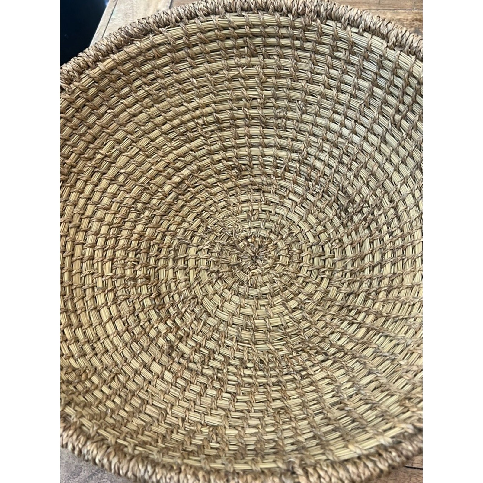 Handwoven Large Rattan Wicker Basket 15" Brown Tan