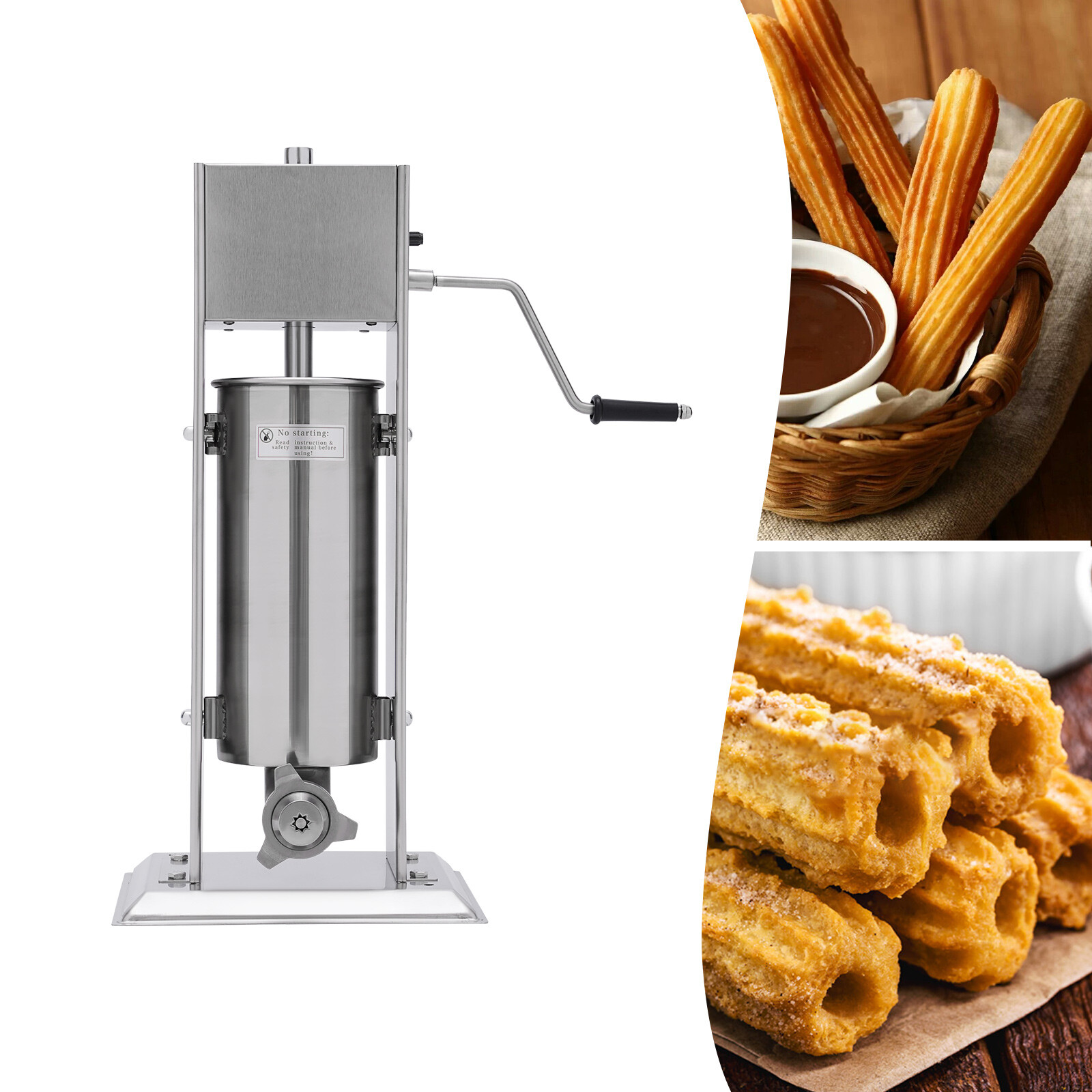 5L Commercial Manual Churro Maker Machine +4 Nozzles Fit Restaurant Home