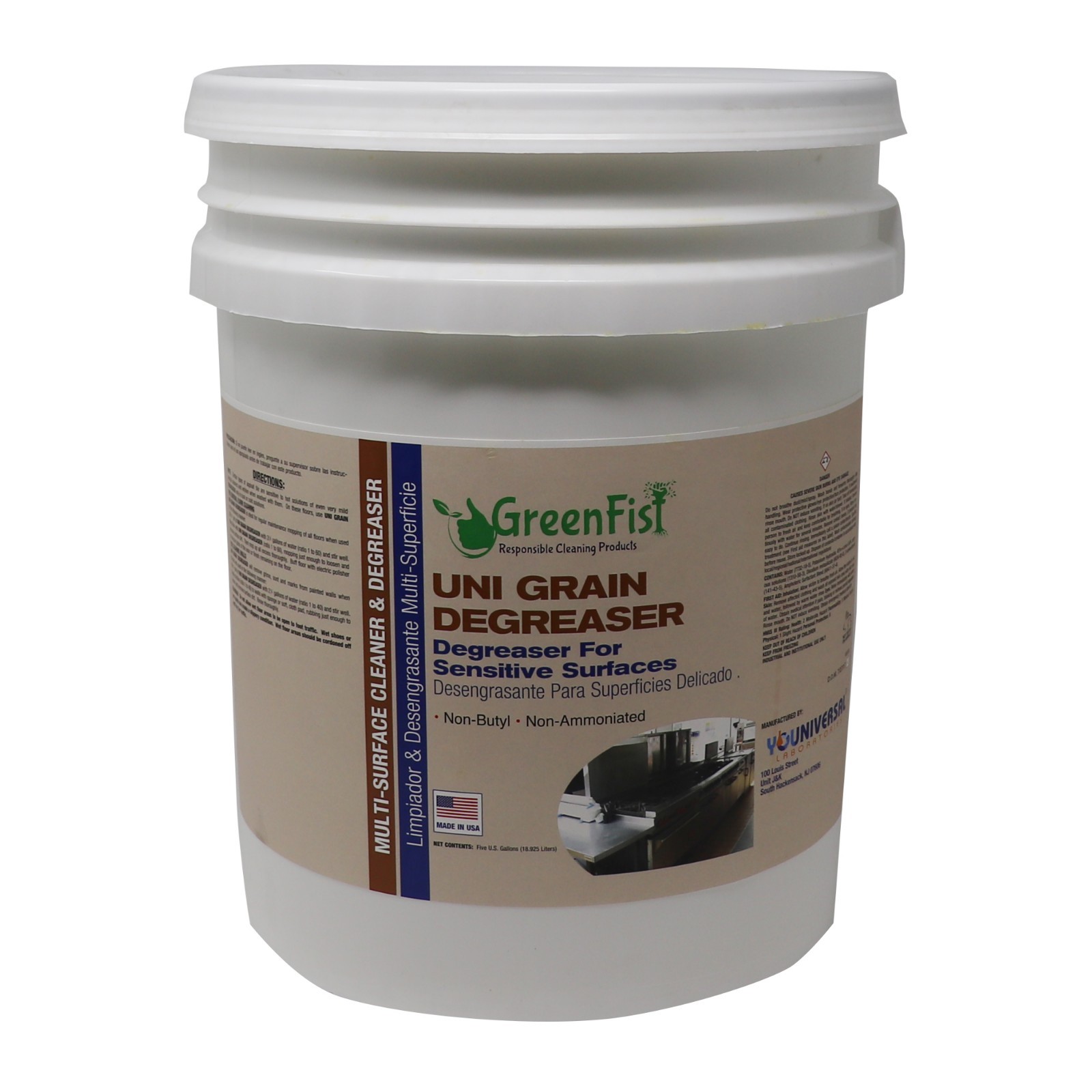 Uni Grain Degreaser For Sensitive Surfaces [Non-Butyl,Non-Ammoniated] 5 Gallons