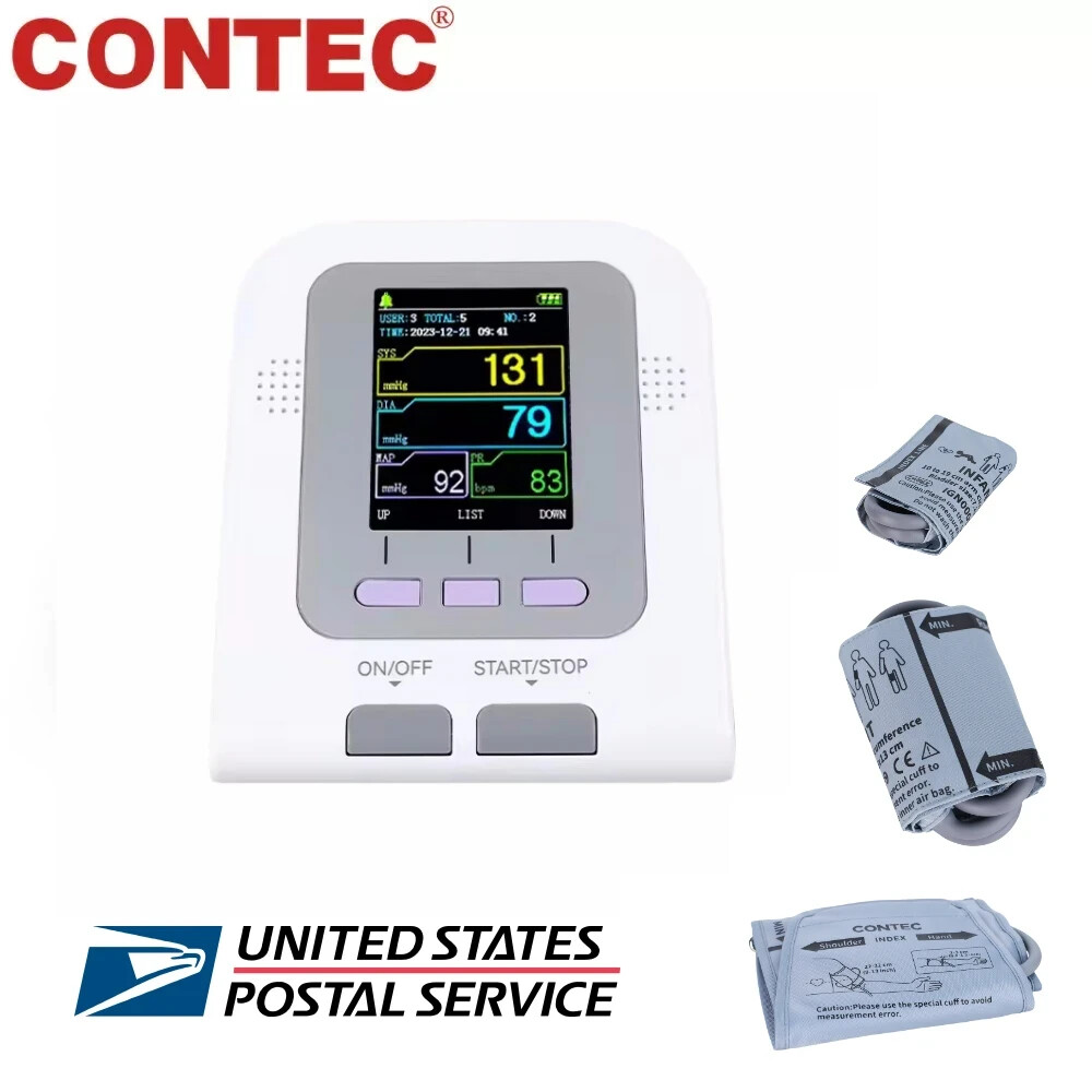 US Digital Upper Arm Blood Pressure Monitor NIBP Machine 3 Cuffs Adult Pediatric