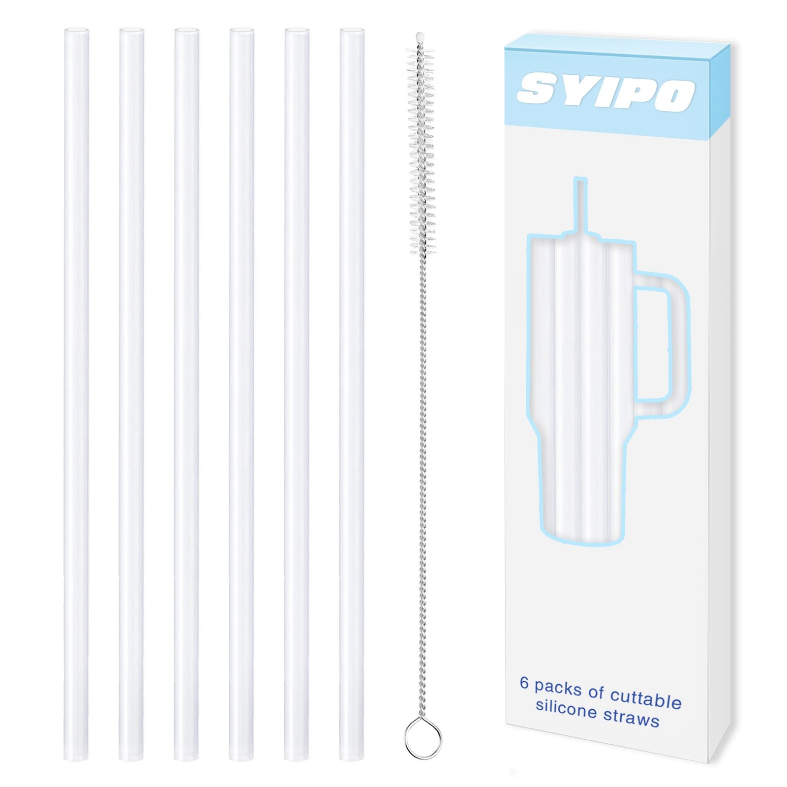 Replacement Silicone Straws for Stanley 40 oz Adventure Tumbler, 6 Pack Reusa...