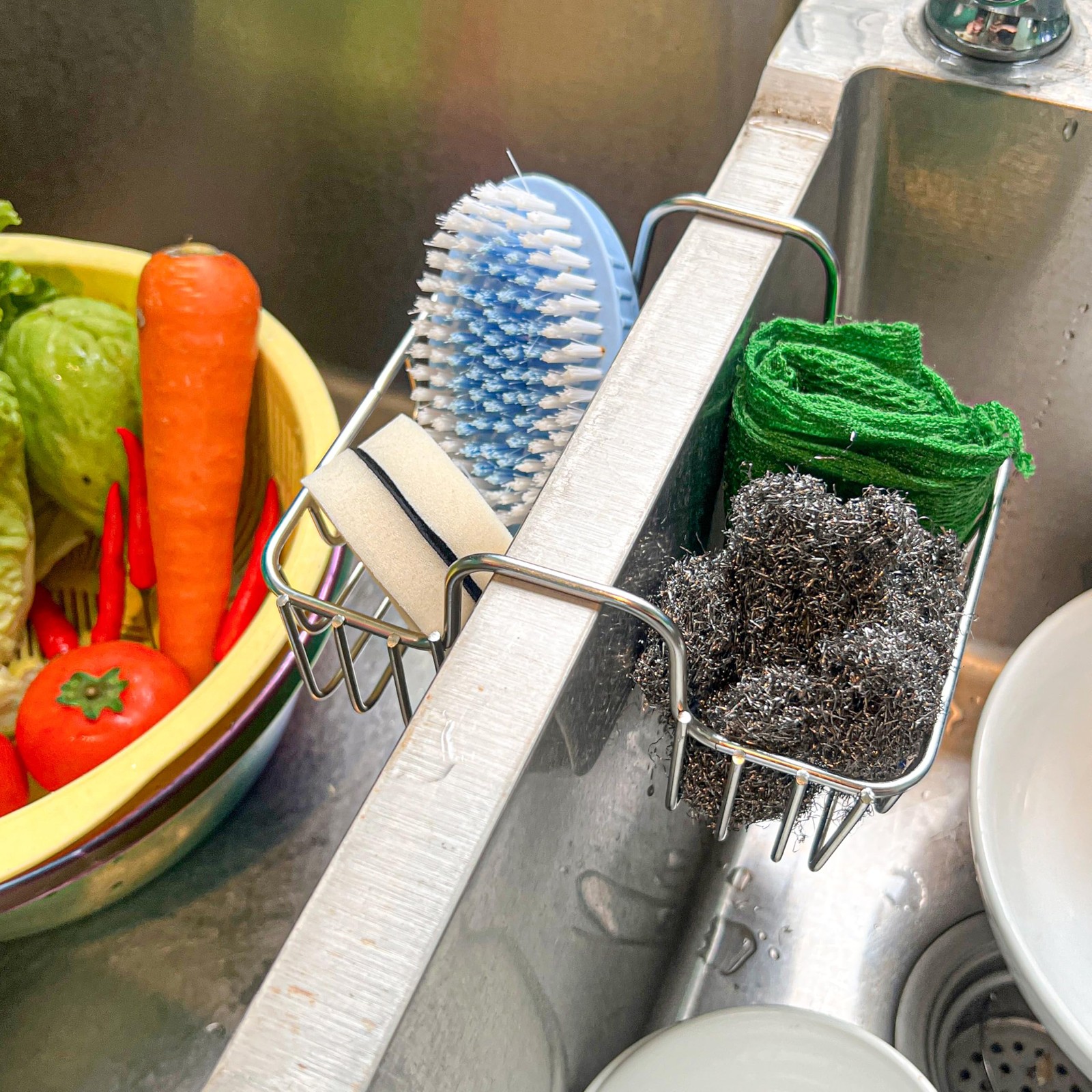 Stainless Steel Sponge Holder for Kitchen Sink - Never Rust Hanging Saddle Do...