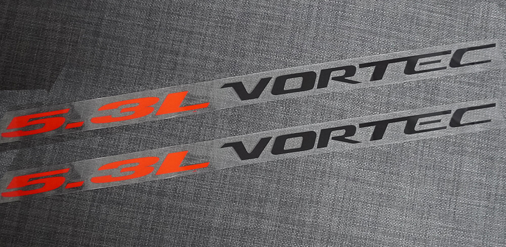 For 5.3L VORTEC Hood sticker decals emblem 2Pc