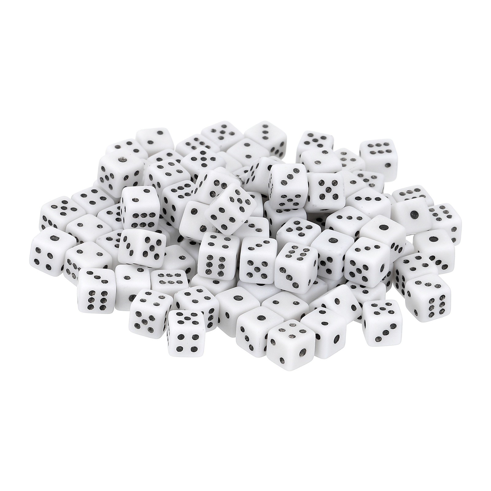 100pcs Mini Dice, 5mm/0.2" Square Dice with Acrylic Dots for Games, White/Black