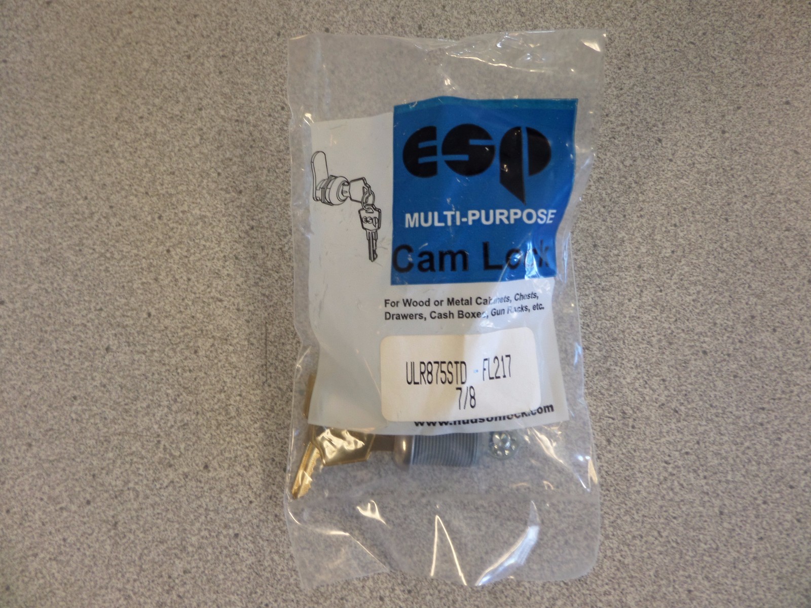 ESP ULR875 7/8" UNIVERSAL CAM LOCK KIT KEYED ALIKE ES202 KEY