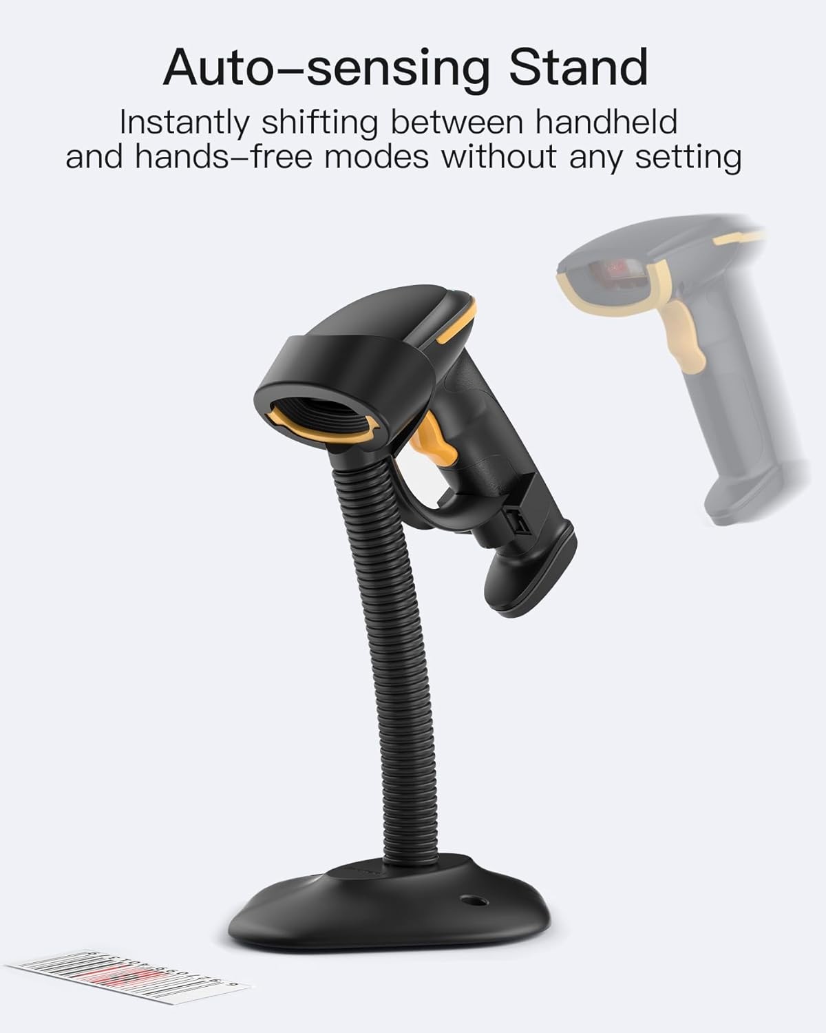 Inateck 2D Barcode Scanner with Intelligent Stand, ,Handheld with APP and SDK