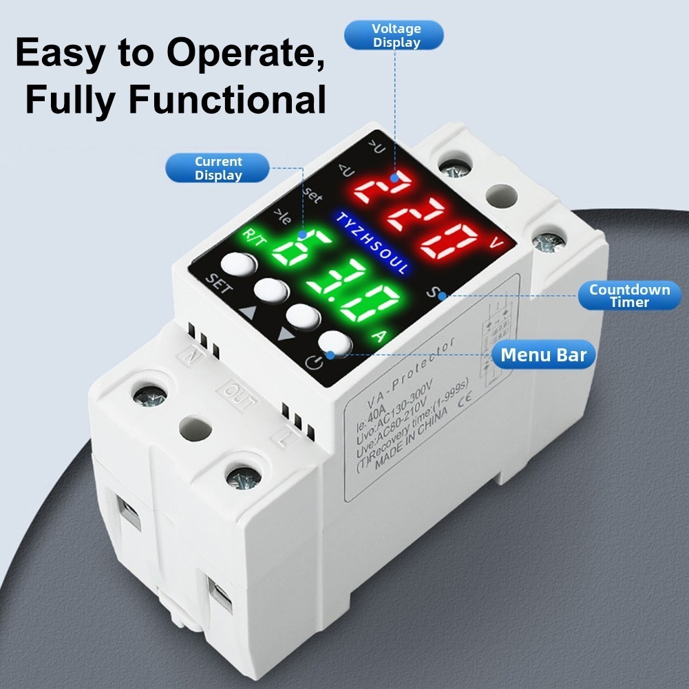 Voltage Protector Smart Device Dual Display LCD Over Under for current Control