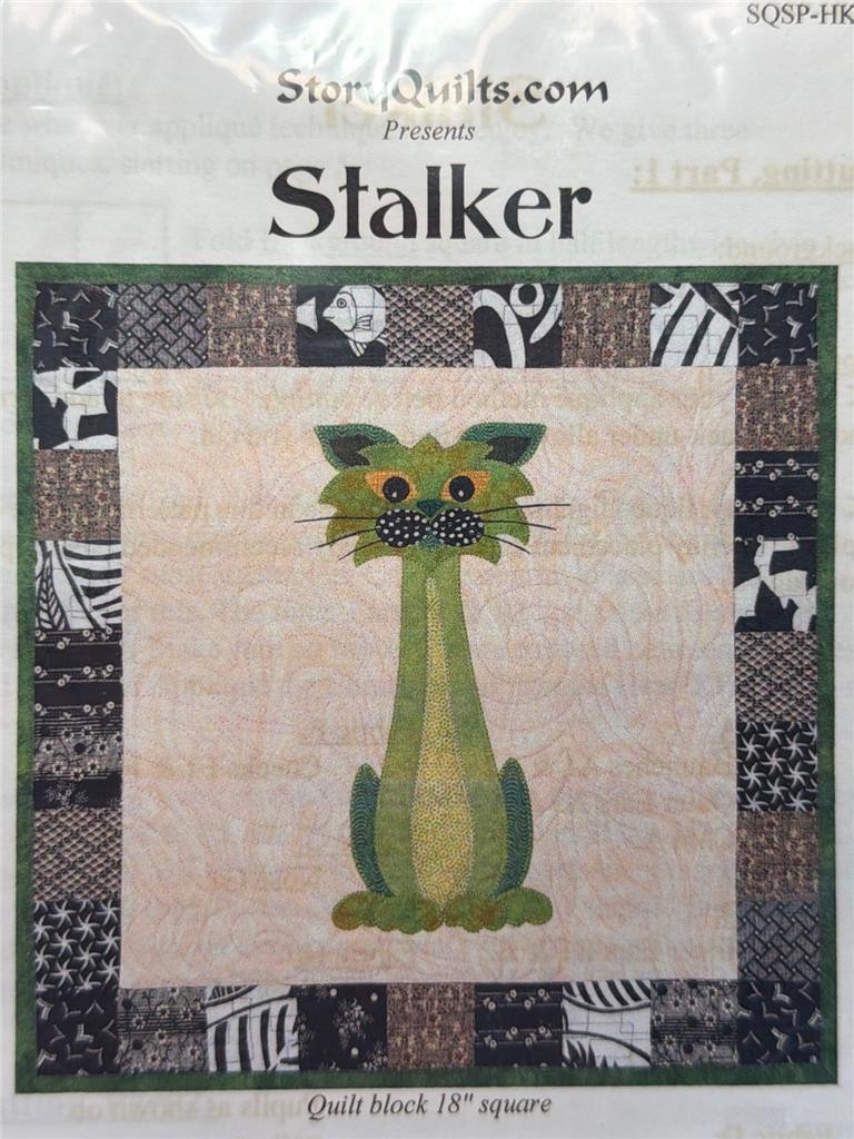 STORYQUILTS.COM Quilt Pattern - STALKER - Garden Patch Cats Block 6 - 18"