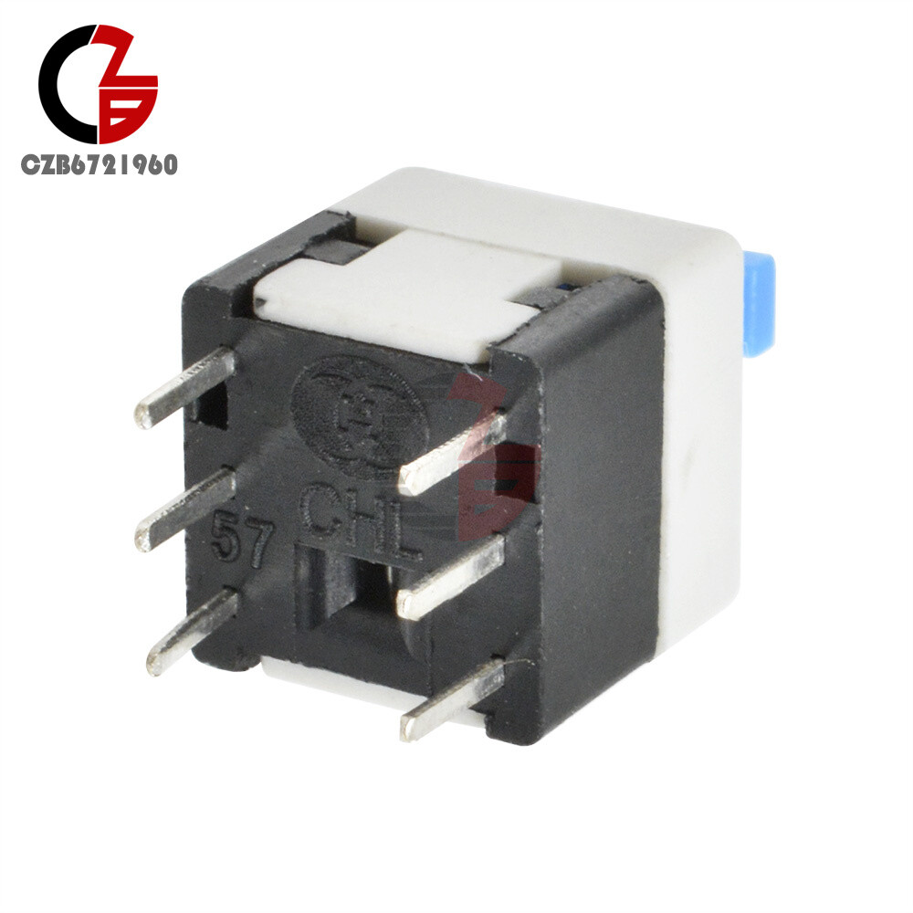 20pcs Cap Self-locking Type Square Blue 8X8mm Button Switch Control