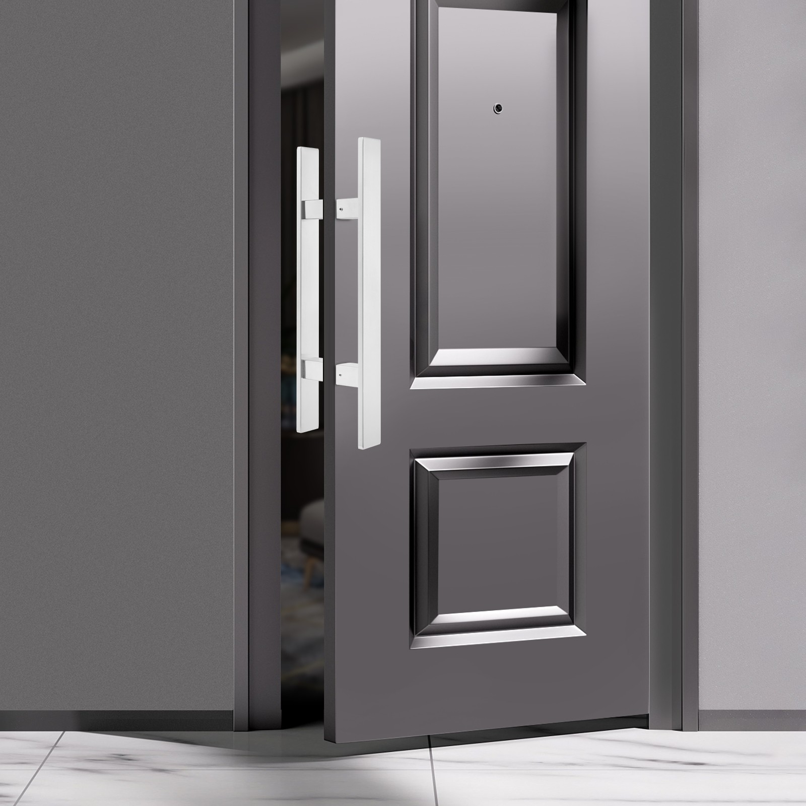 Stainless Steel Double Sided Push Pull Door Handle, H-shaped Door Pull Handle