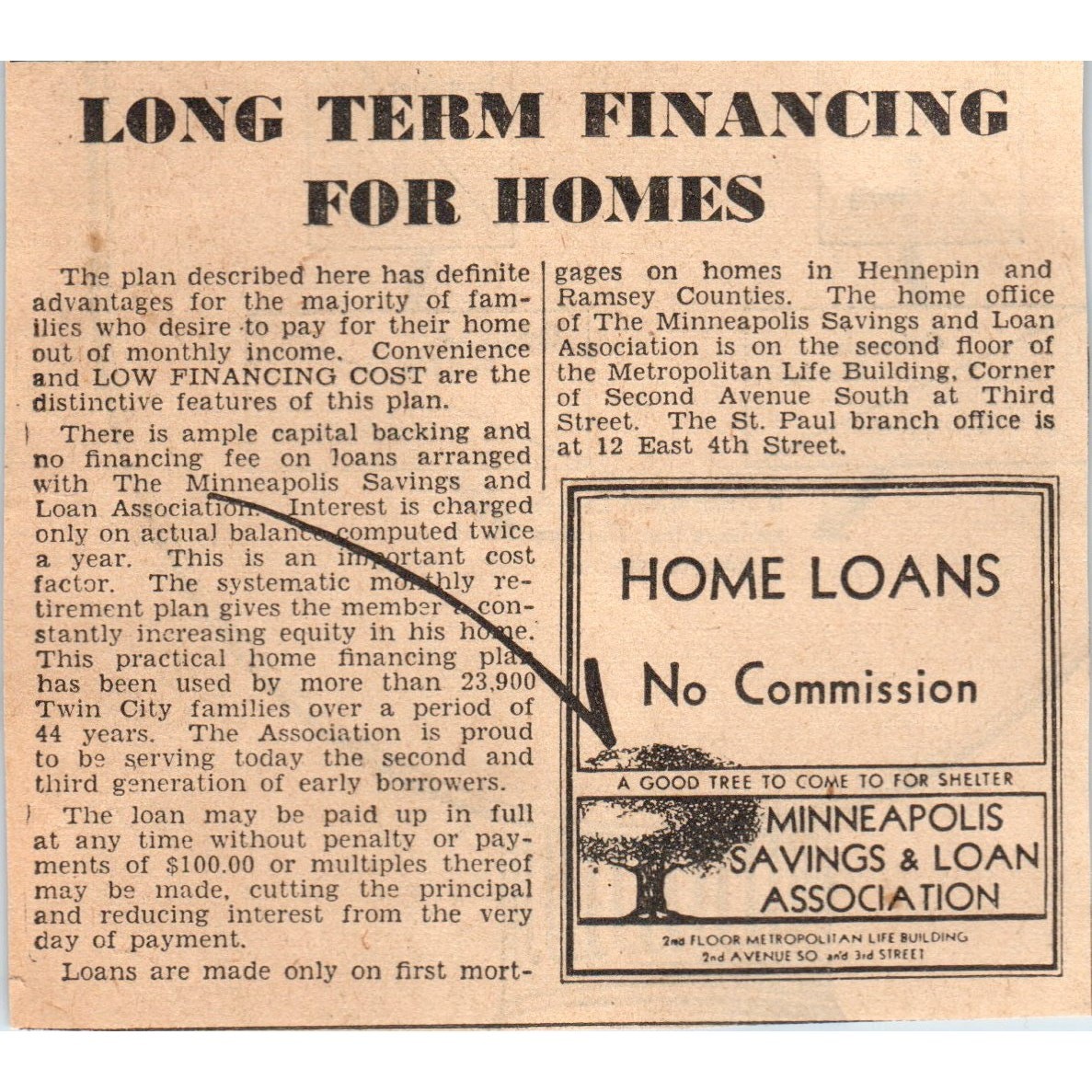 1935 Mpls Journal Newspaper Ad Minneapolis Savings & Loan Association FL5-6