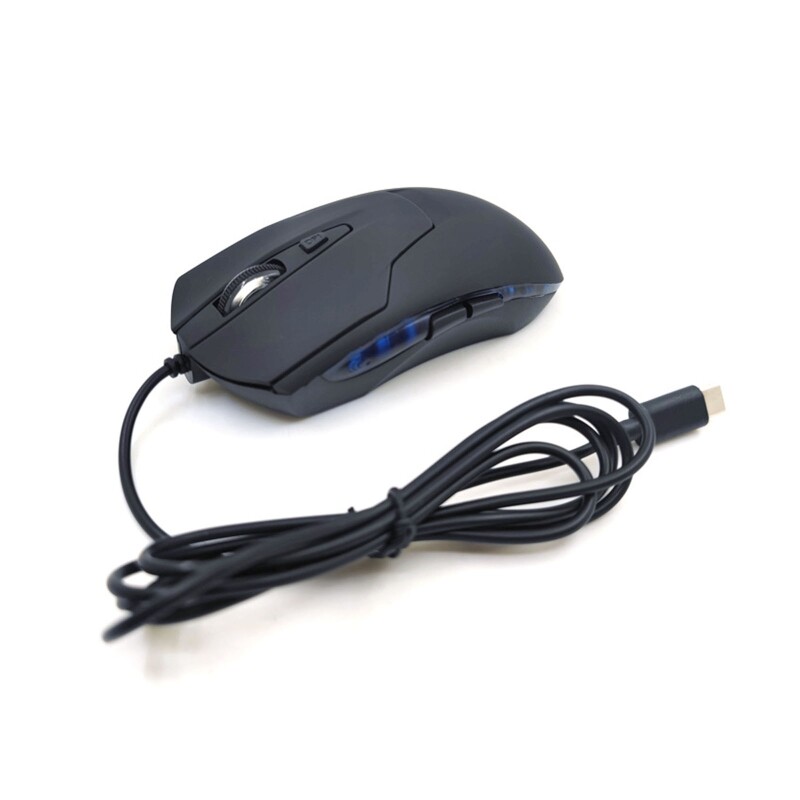 Type C Wired USB C Mice Gaming Mouse Ergonomic Blue RGB Light 2400 DPI 6 Button