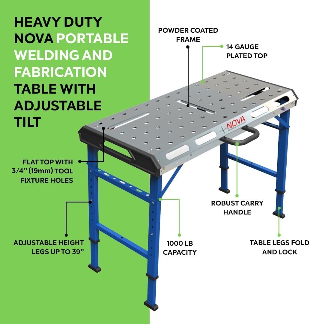 NOVA WELDING AND TOOL TABLE WITH FOLDING LEGS