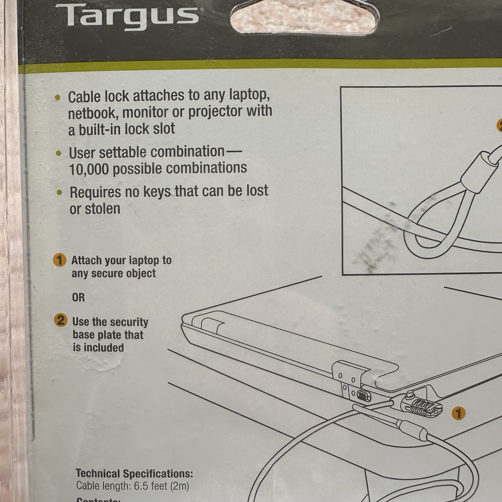 Targus Defcon CL Laptop Cable Combination Lock Netbook Compatible NEW