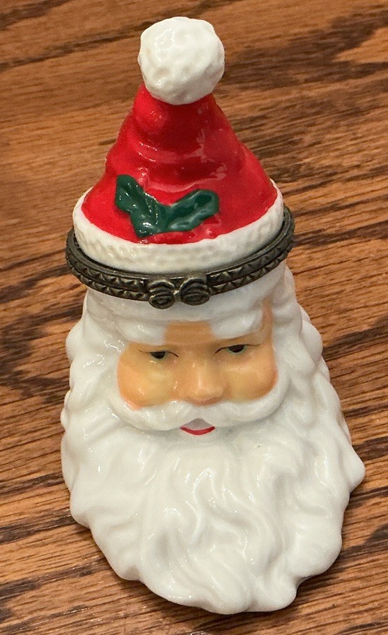 Vtg Santa Trinket Box Hinged 3.5”