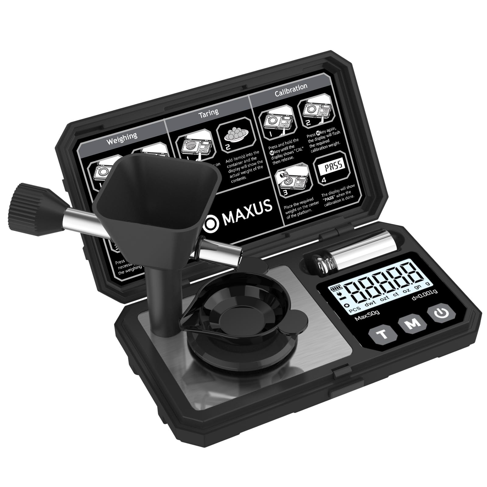 Precision Digital Milligram Scale 50g/0.001g, Calibration Weight & Reloading Acc