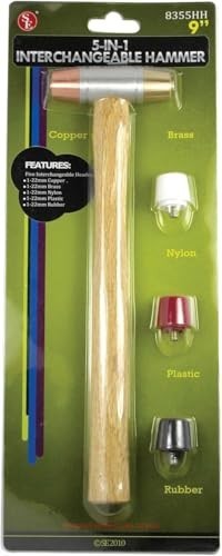 5-in-1 Dual Interchangeable Hammer - Copper & Brass Faces - 9" Gunsmithing Tool