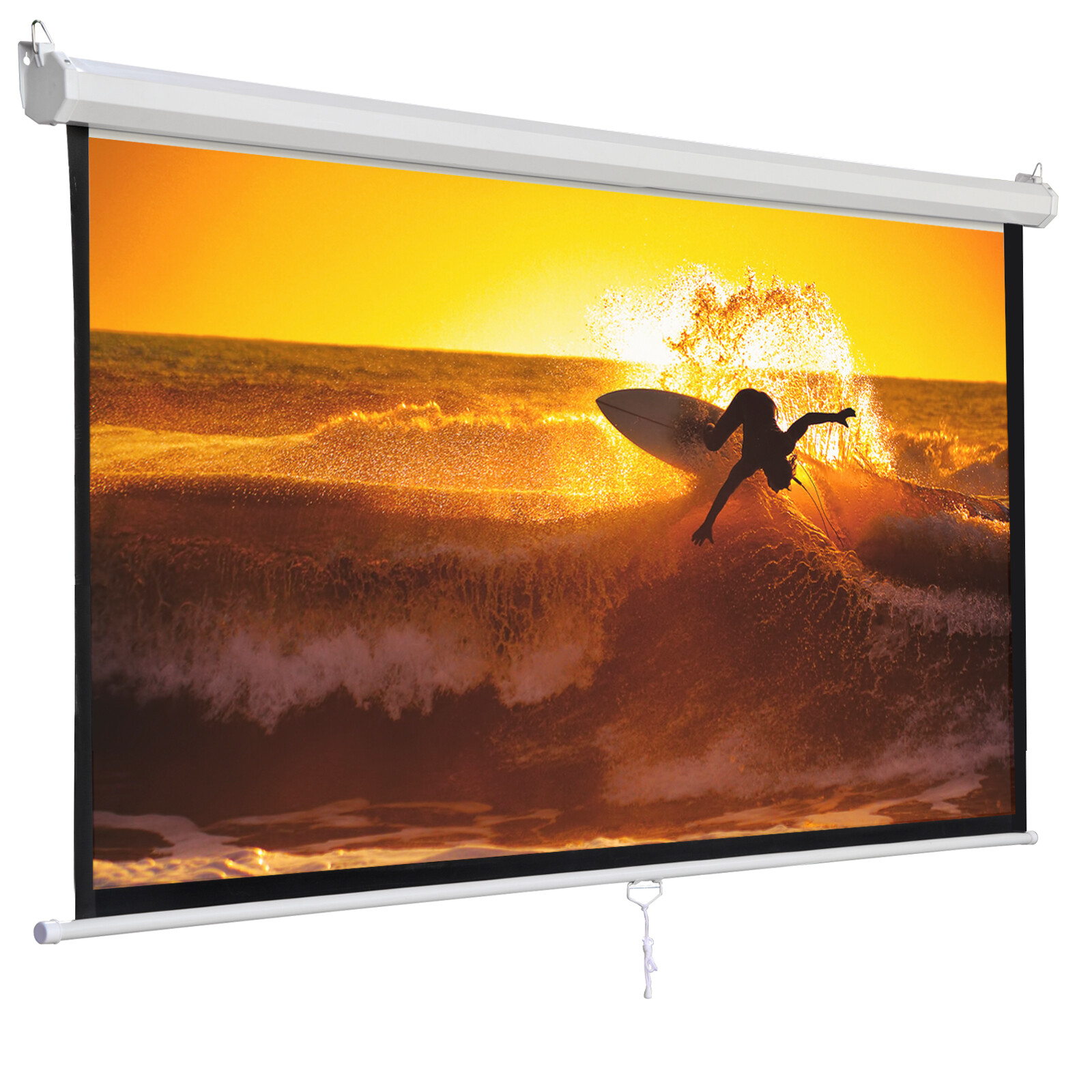 120" 1:1 Pull Down Projector Screen Wall Ceiling Mount Matte White HD Home Movie