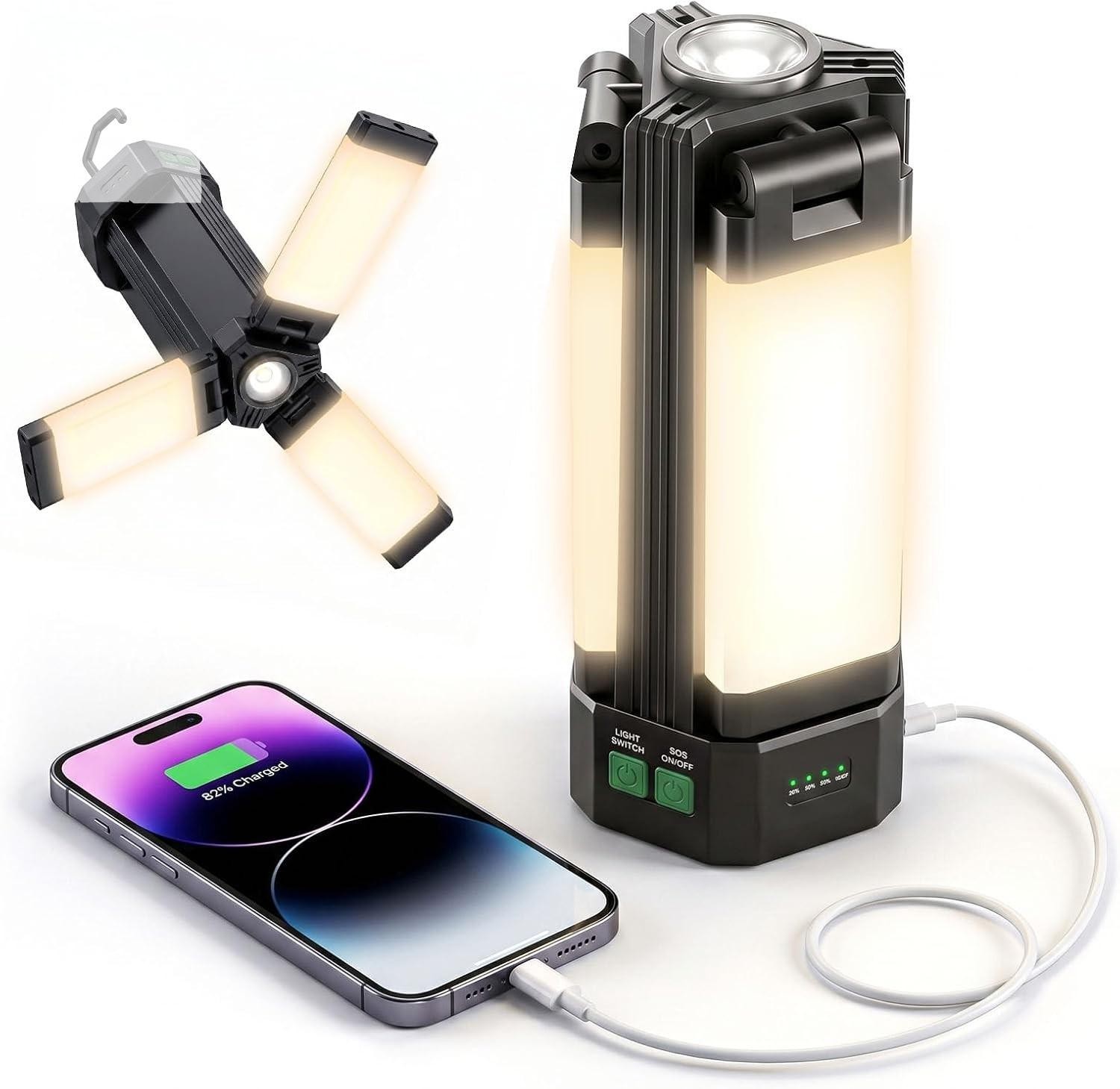 Rechargeable LED Camping Lantern 2200LM Portable Emergency Light Waterproof