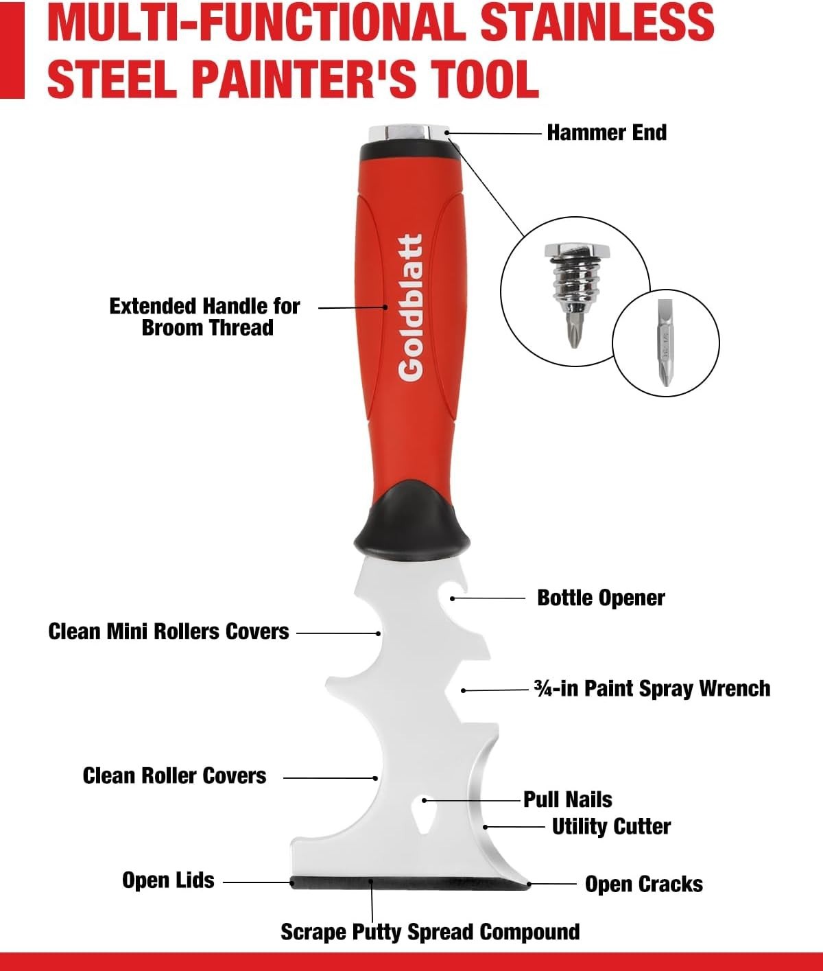 Versatile 14-in-1 Drywall Tool Kit - Includes Joint Knives, Scrapers & Mud Pan