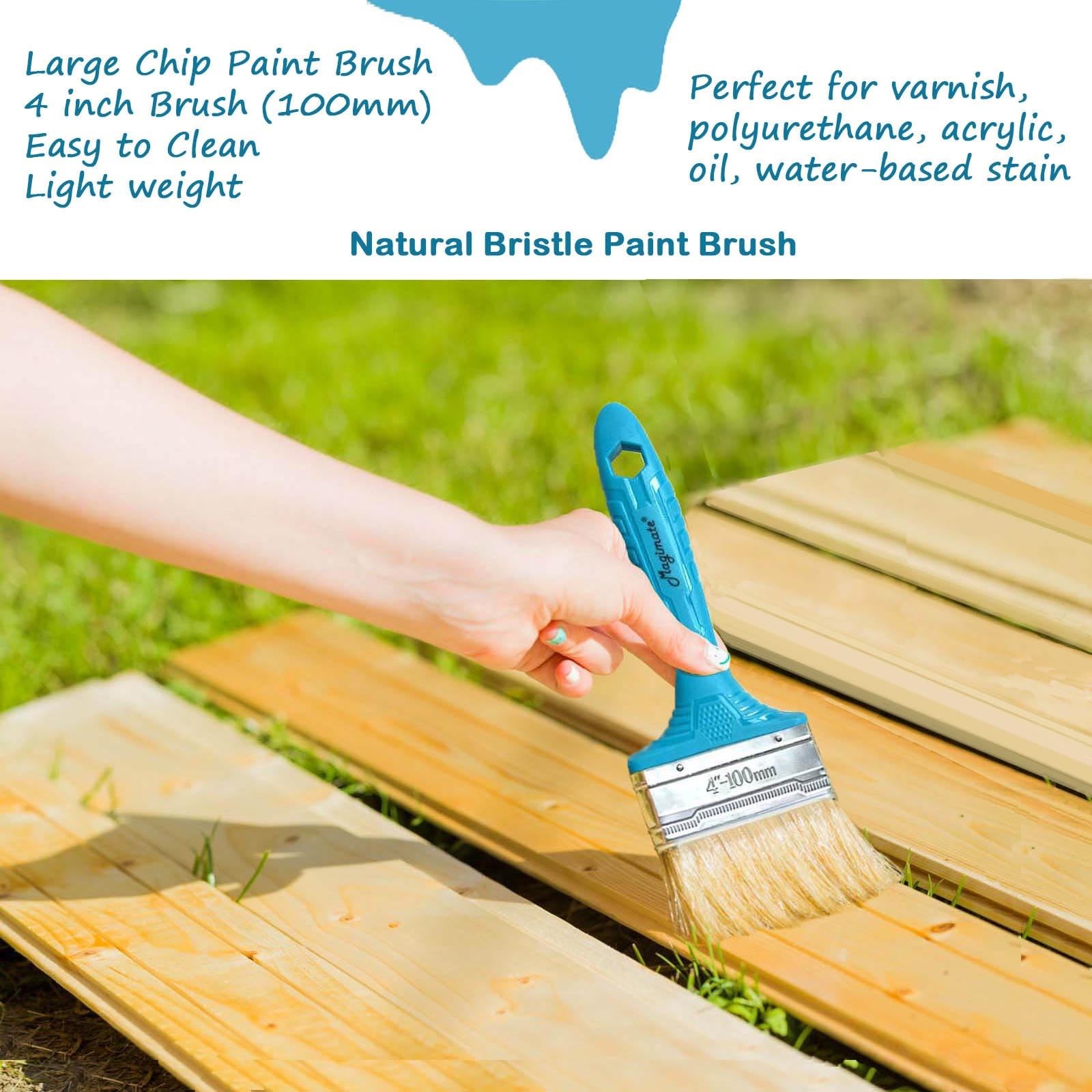 Stain Brush 4-inch Chip Brush Wide Flat Bristle Paint Brush for Painting Wall...