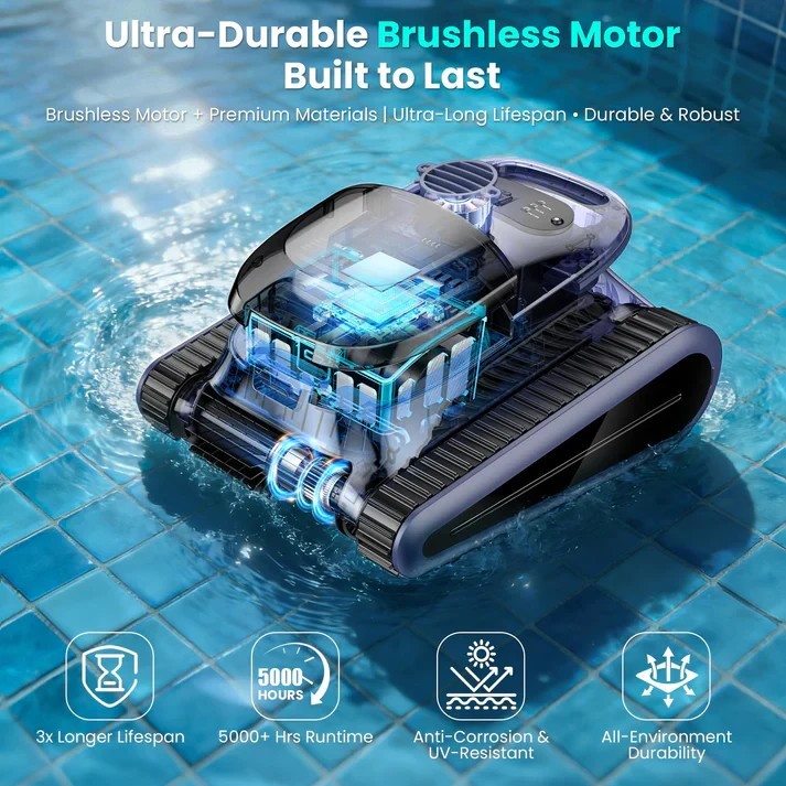 Seauto Cordless Robotic Pool Vacuum Cleaner Wall-Climbing Smart Wavepath Navigat